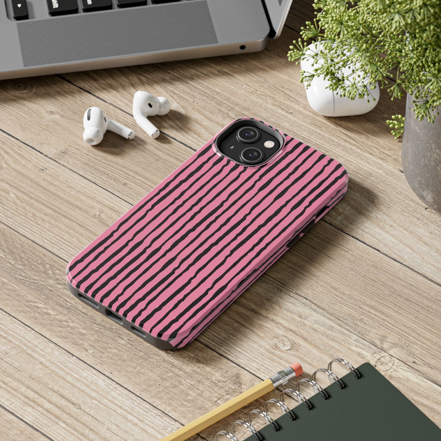 Sorta Stripe Pink / Black Phone Case