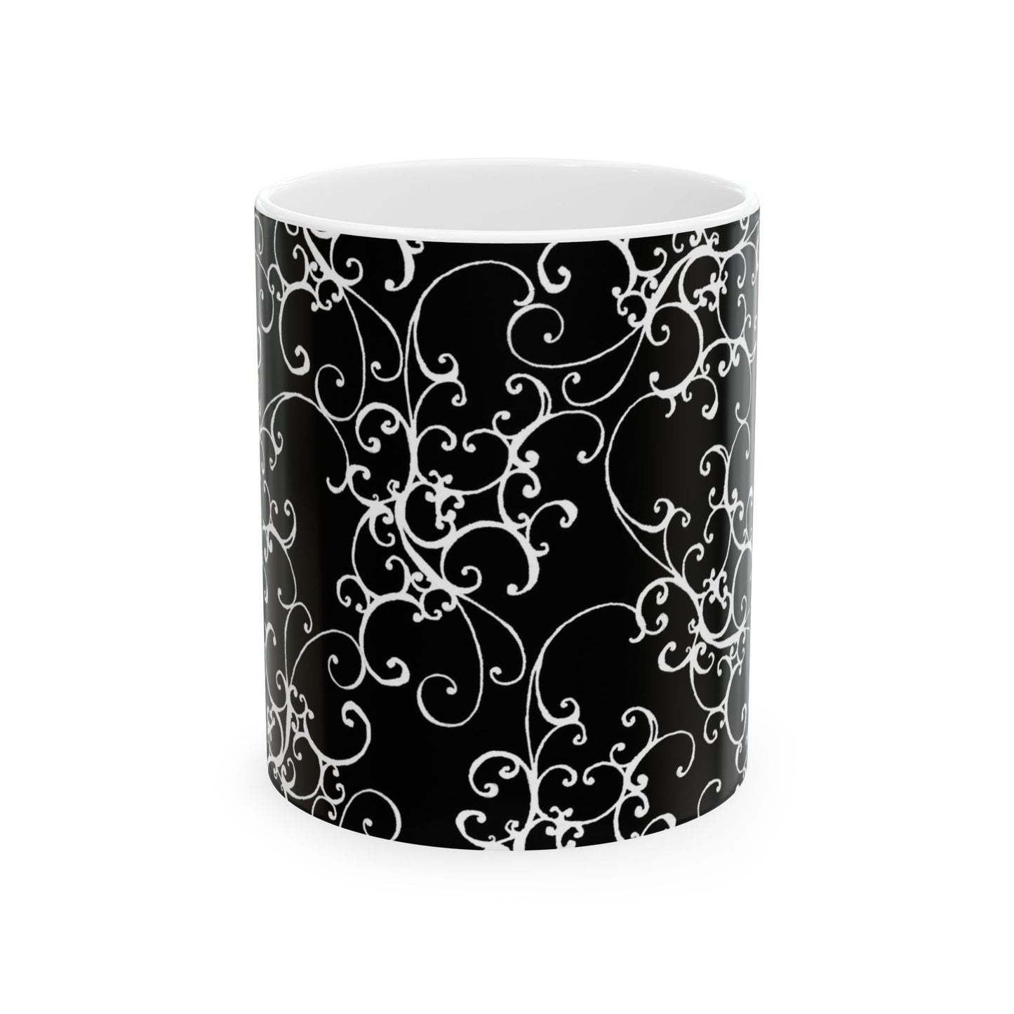 Elegant Scroll Black / White Cup