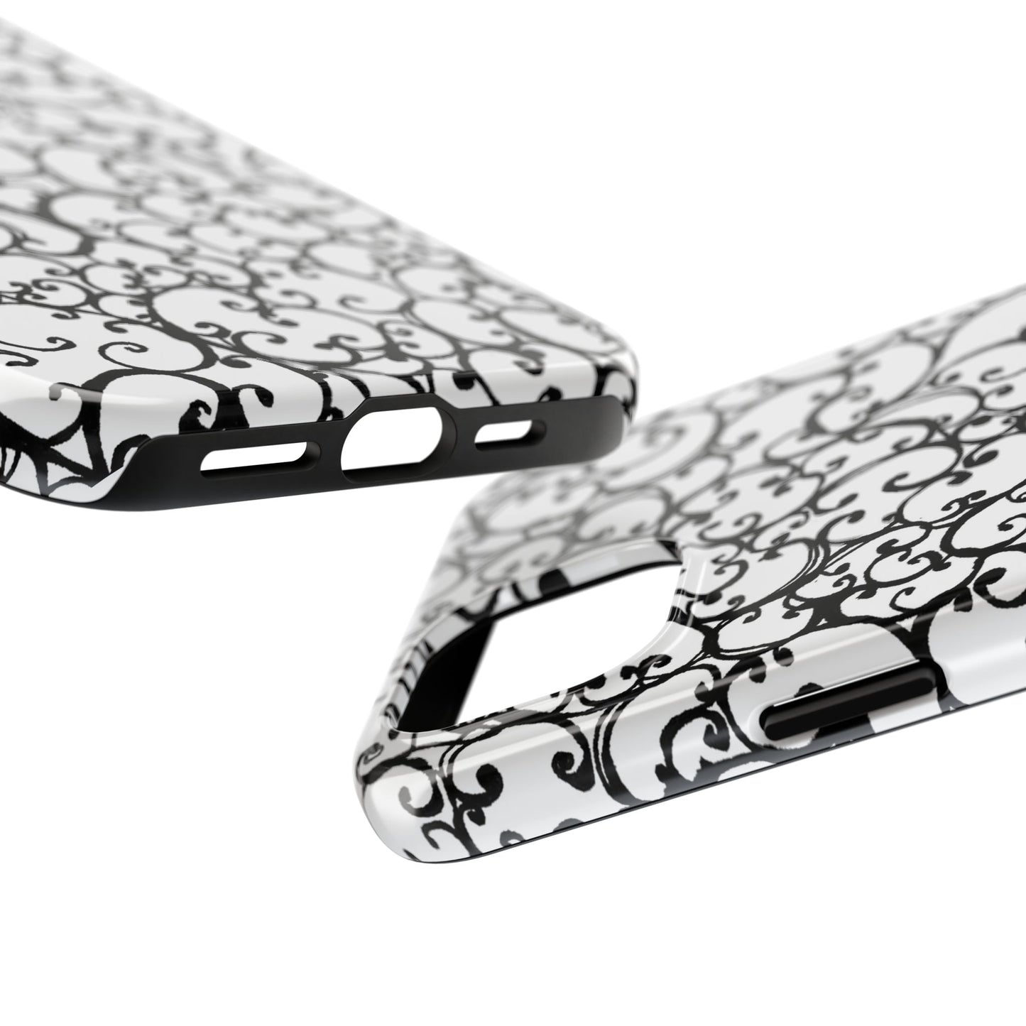 Scrollie White / Black Phone Case