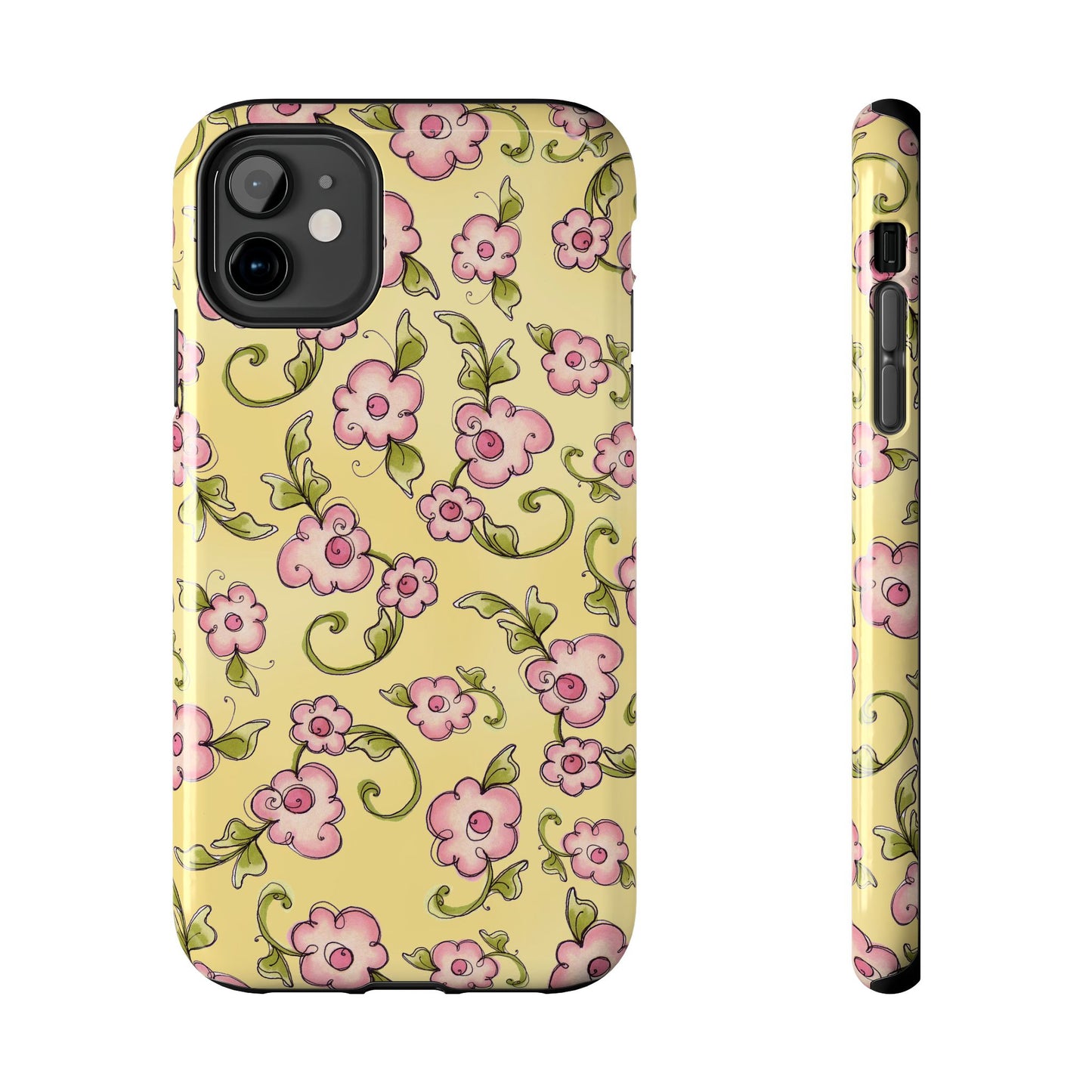 Scroll Daisies Yellow / Peach Phone Case