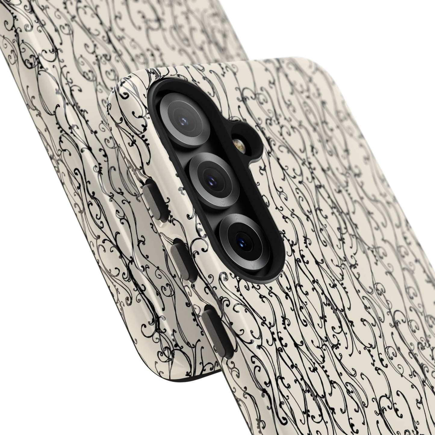 Swan Scroll Ivory / Black Phone Case