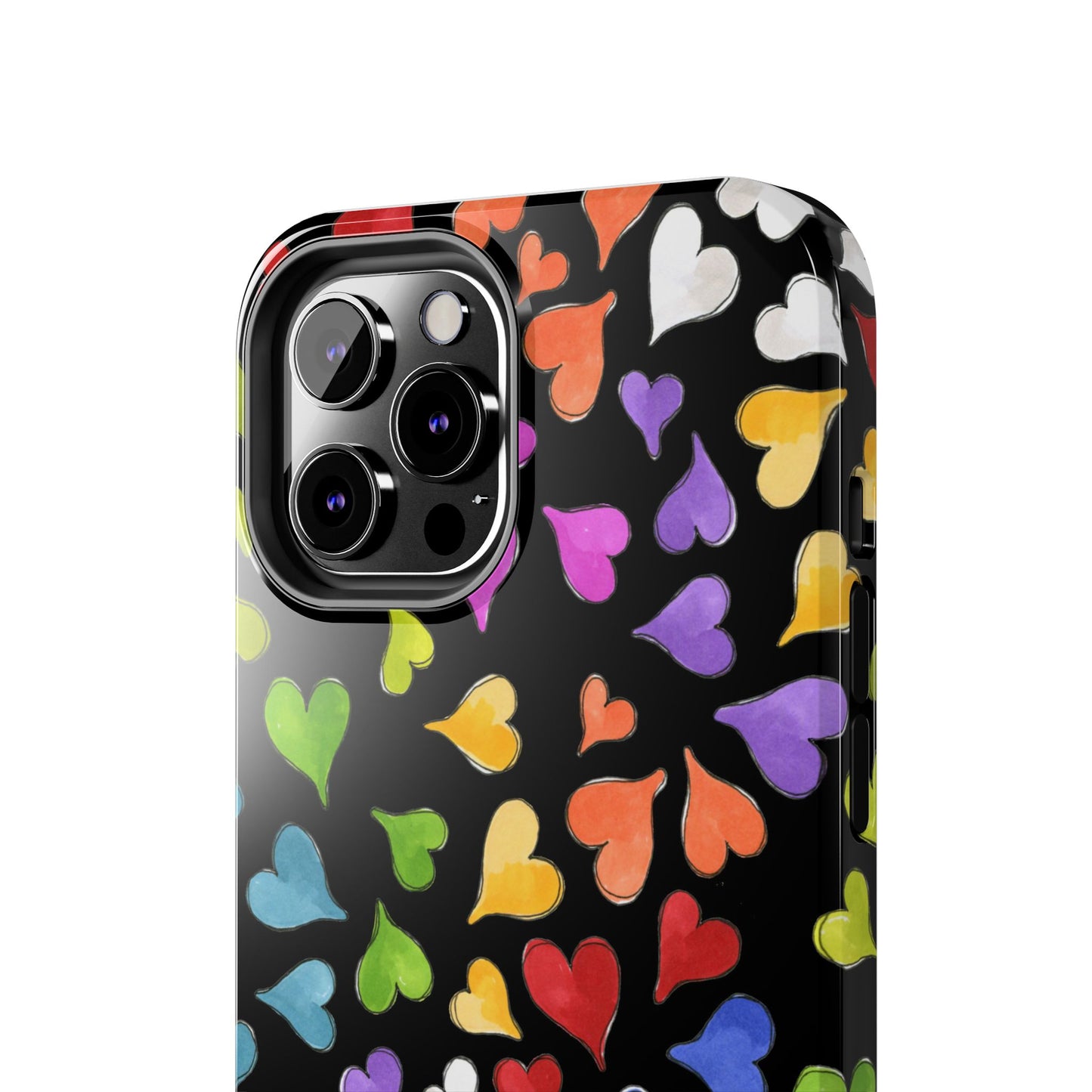 Happy Hearts Black Phone Case