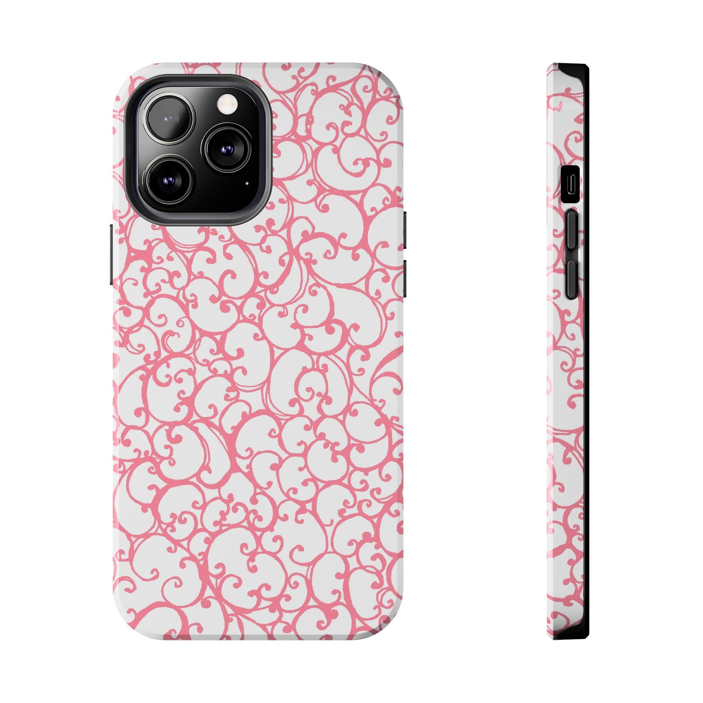 Scrollie White / Pink Phone Case