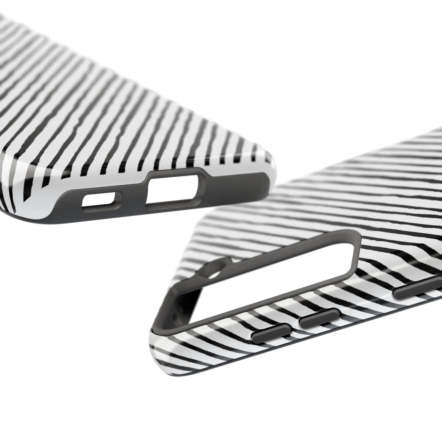 Quirky Bias Stripe White / Black Phone Case