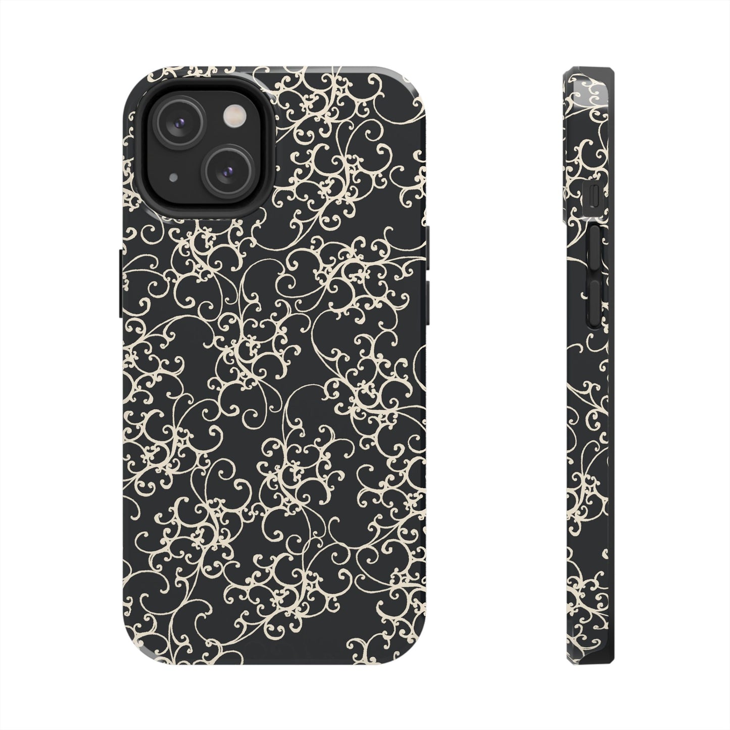 Elegant Scroll Black / Ivory Phone Case