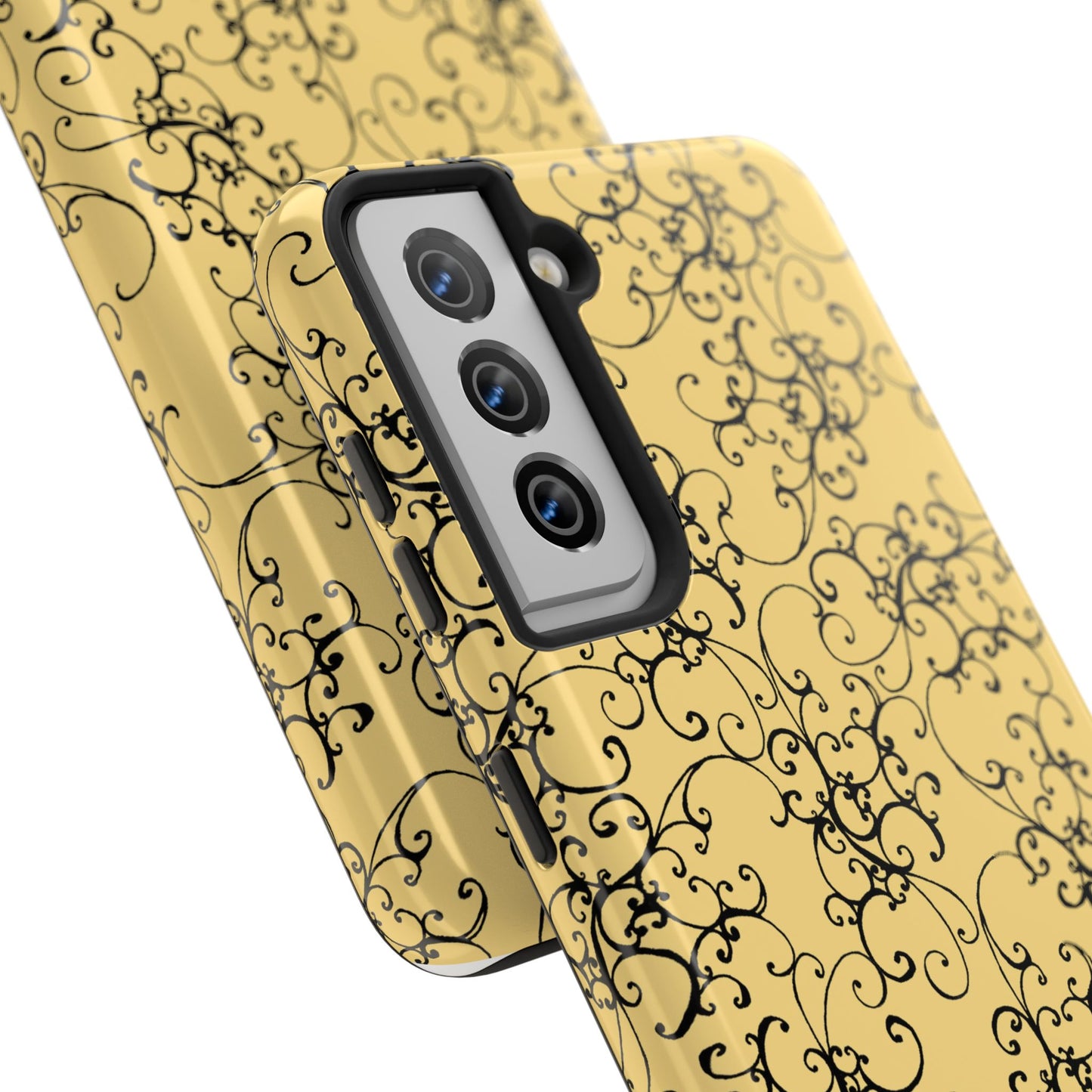 Elegant Scroll Yellow / Black Phone Case
