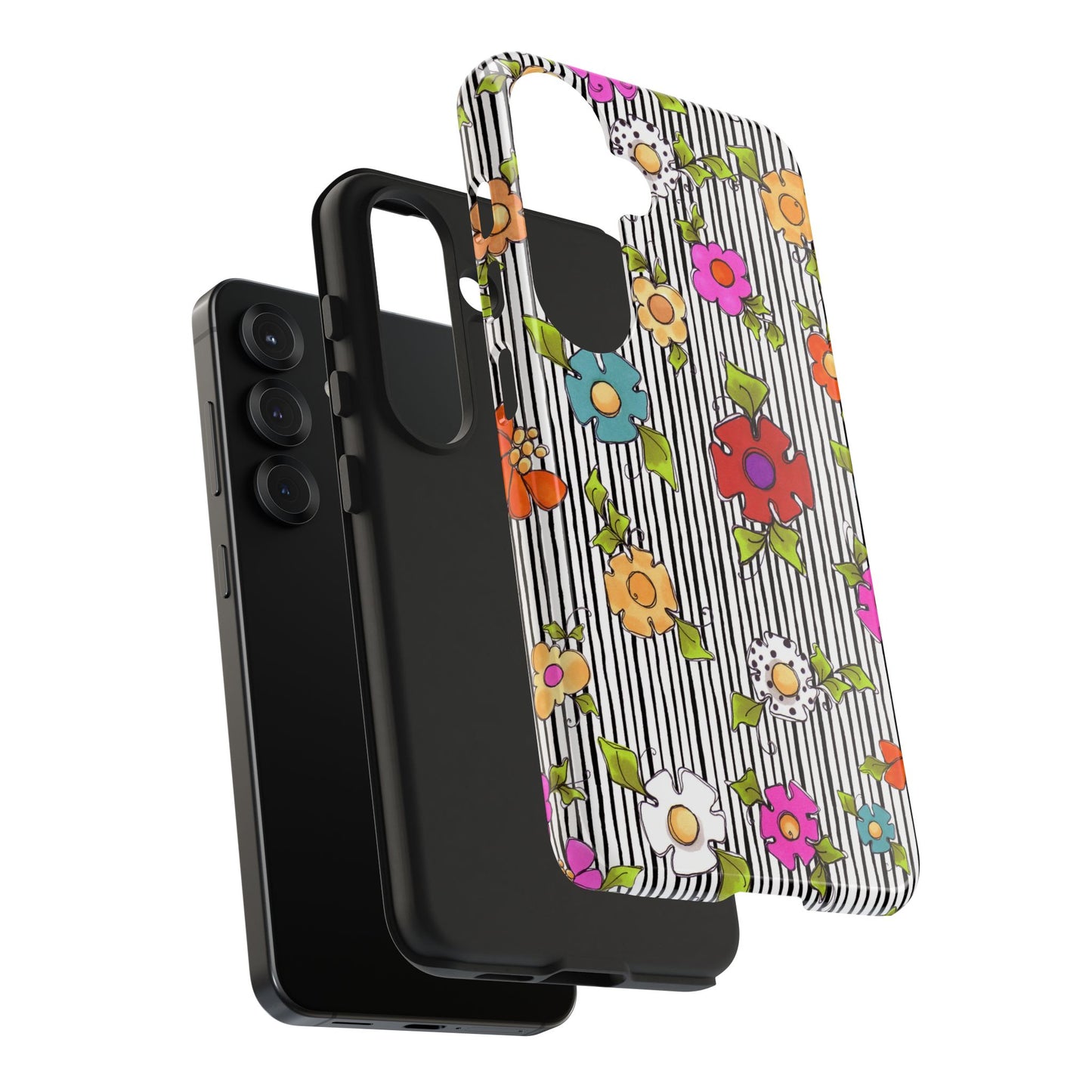 Dog Blooms White / Black Phone Case