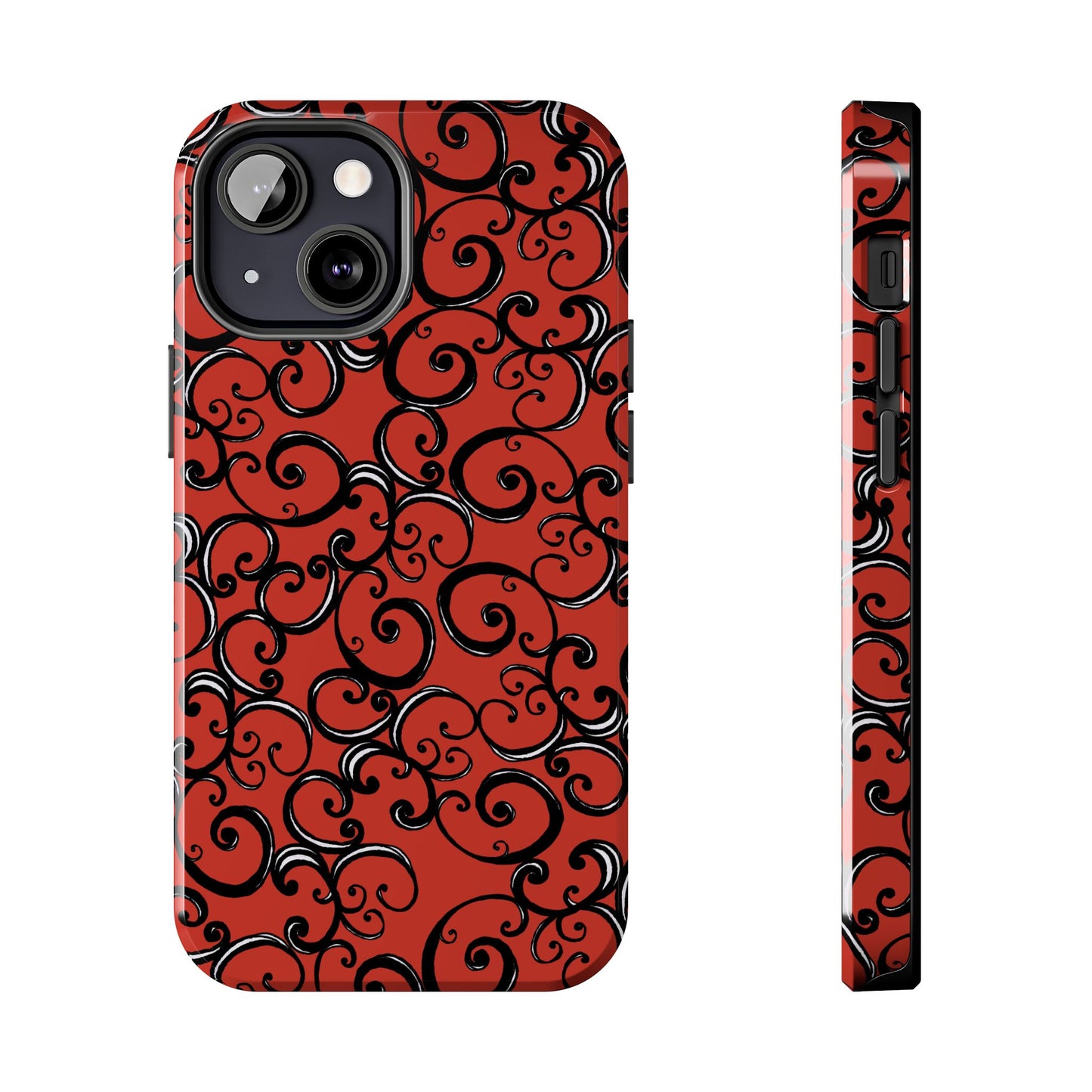 Curls Red / Black Phone Case