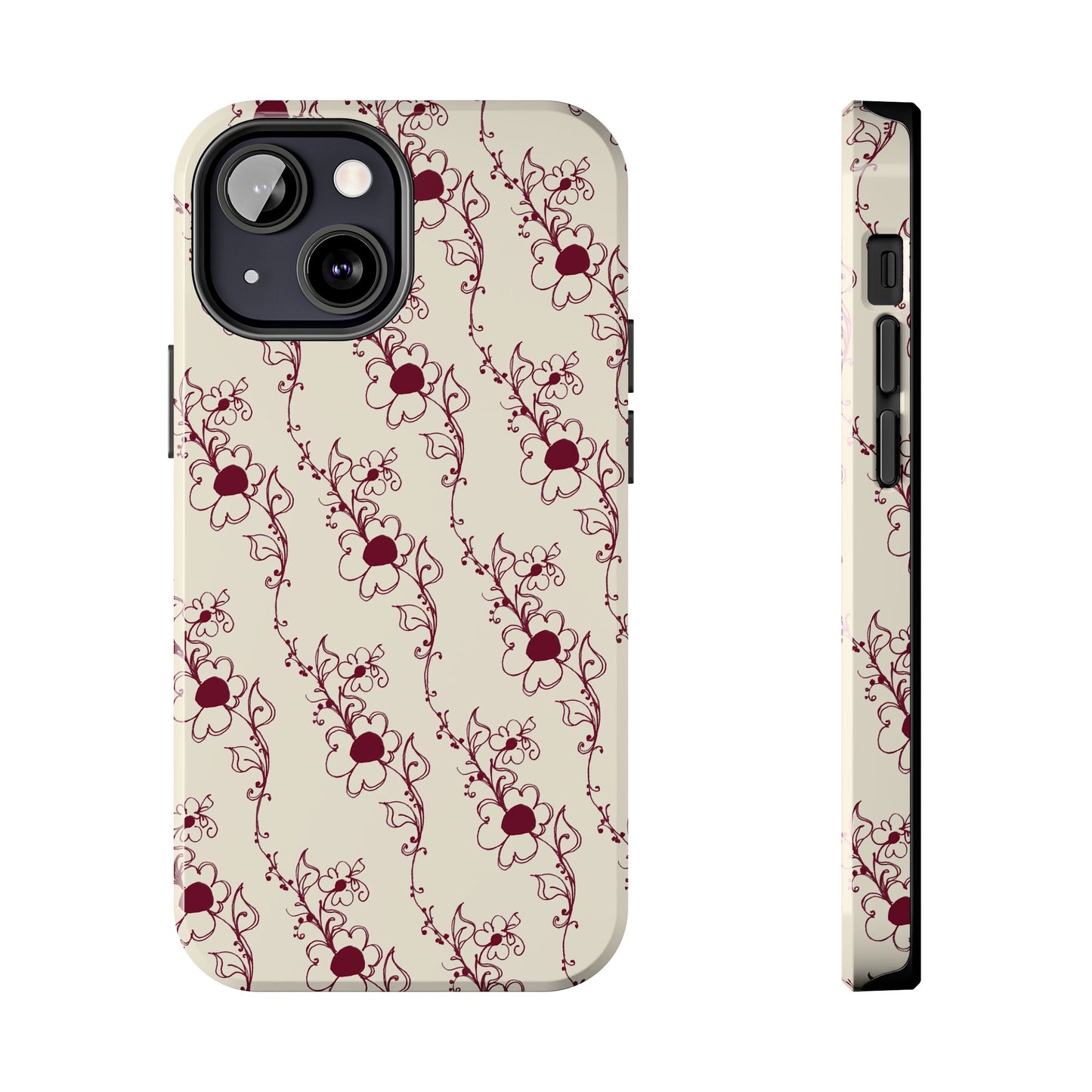 Diagonal Daisies Ivory / Red Phone Case