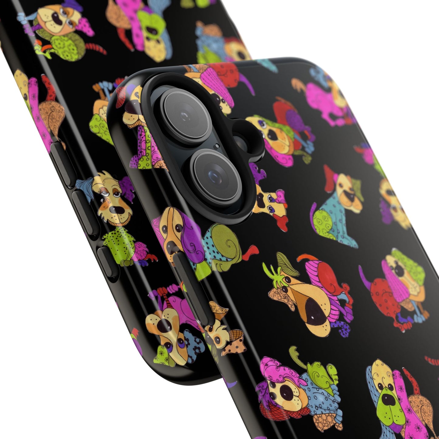 Tossed Happy Dogs Black Phone Case