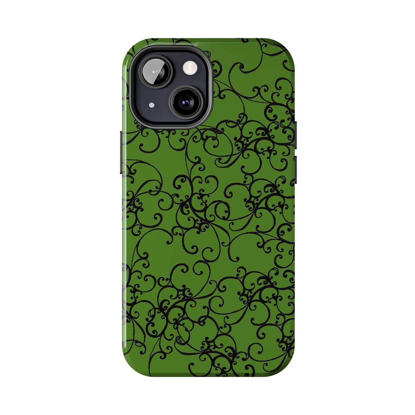 Elegant Scroll Green / Black Phone Case