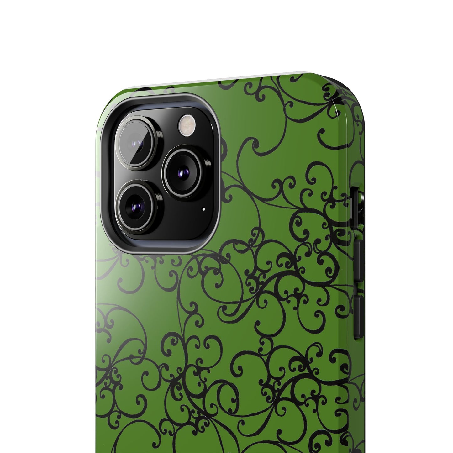 Elegant Scroll Green / Black Phone Case