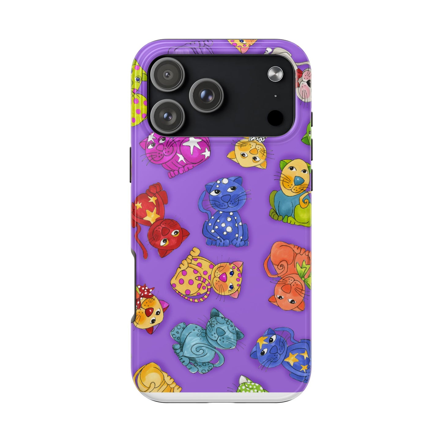 Tossed Happy Cats Purple Phone Case