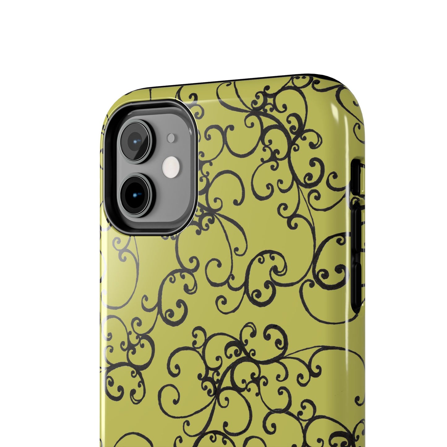 Elegant Scroll Green / Black Phone Case