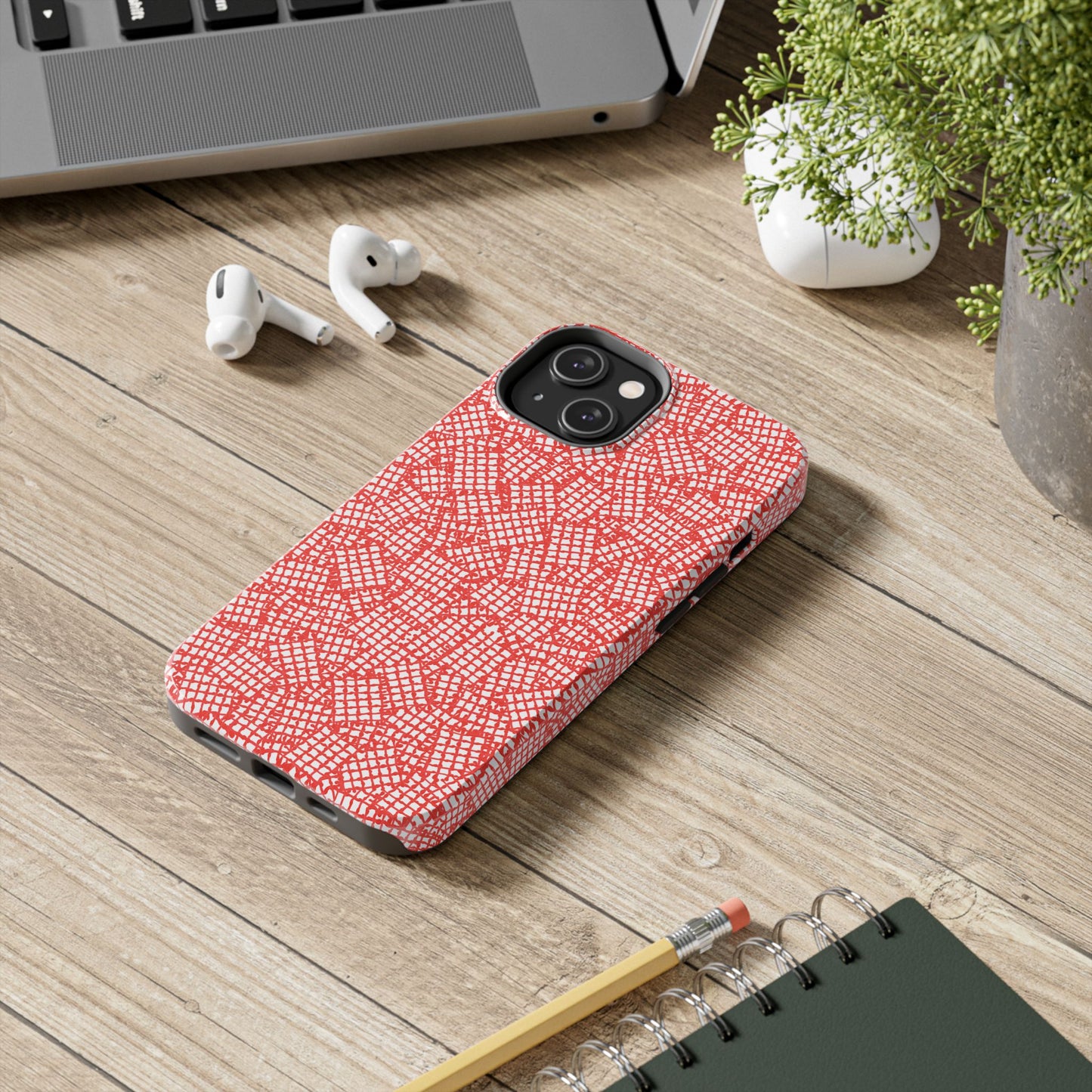 Check Patch Small Red Phone Case