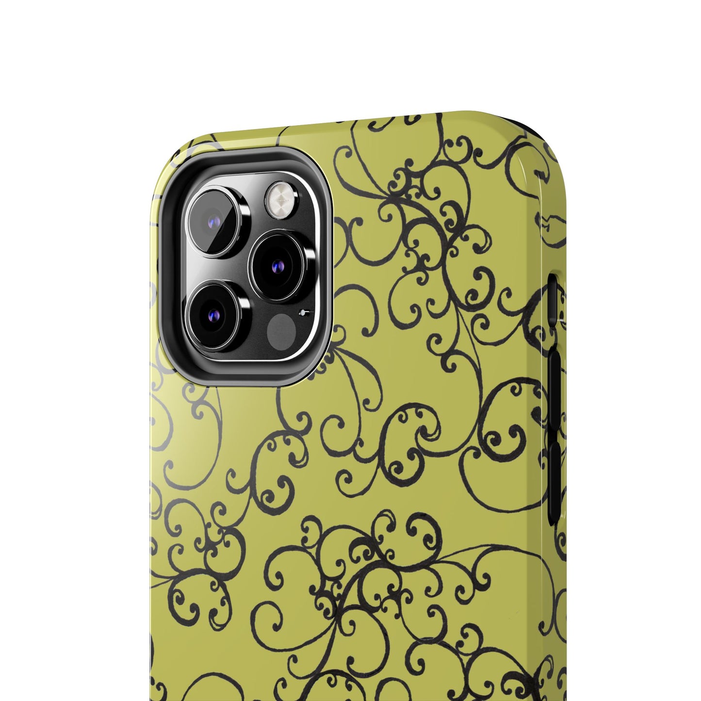 Elegant Scroll Green / Black Phone Case