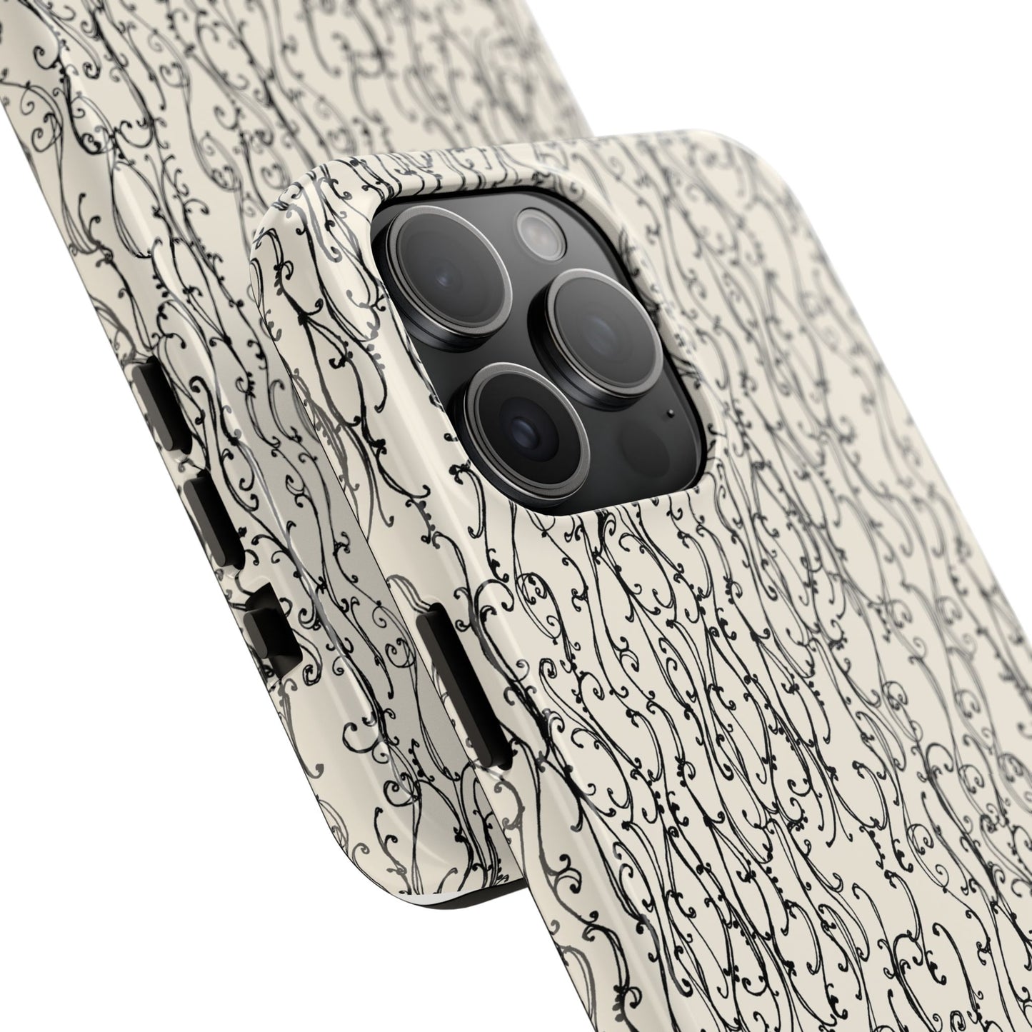 Swan Scroll Ivory / Black Phone Case