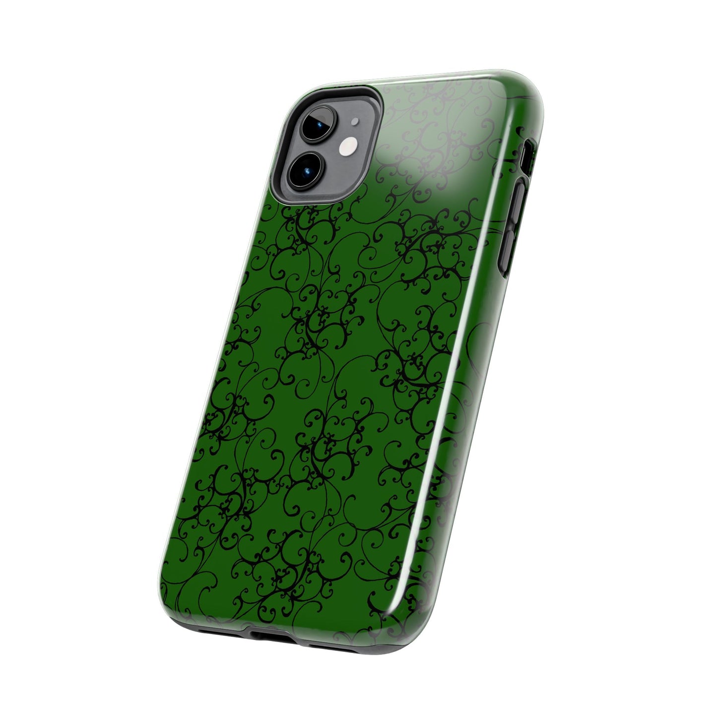 Elegant Scroll Dark Green / Black Phone Case
