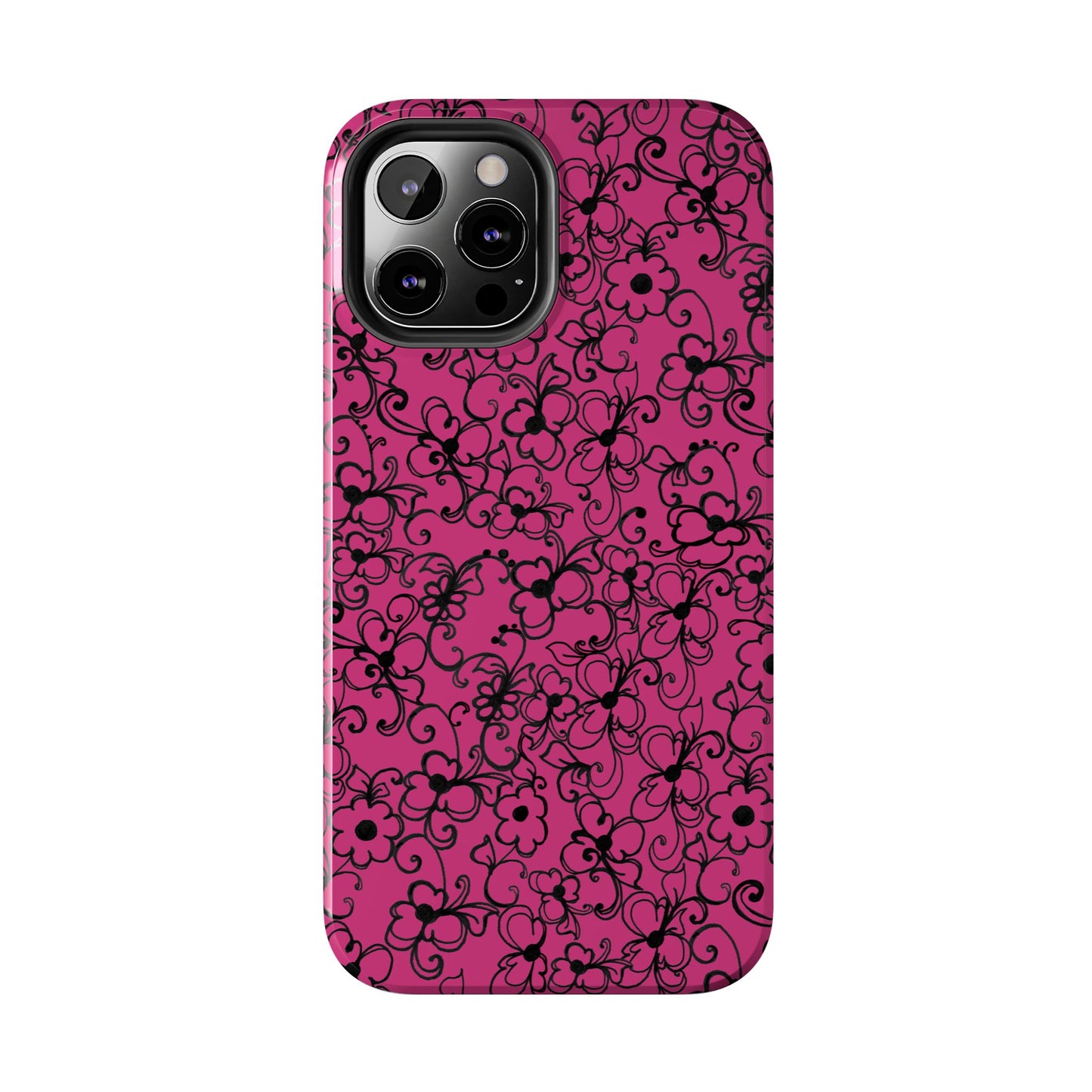 Daisy Jungle Pink / Black Phone Case