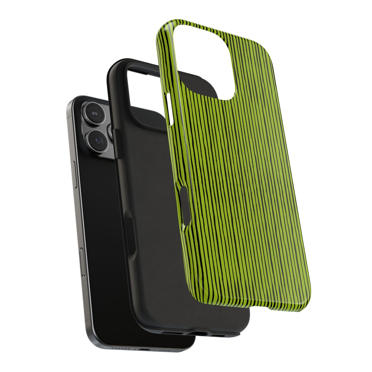 Quirky Pin Stripe Green / Black Phone Case
