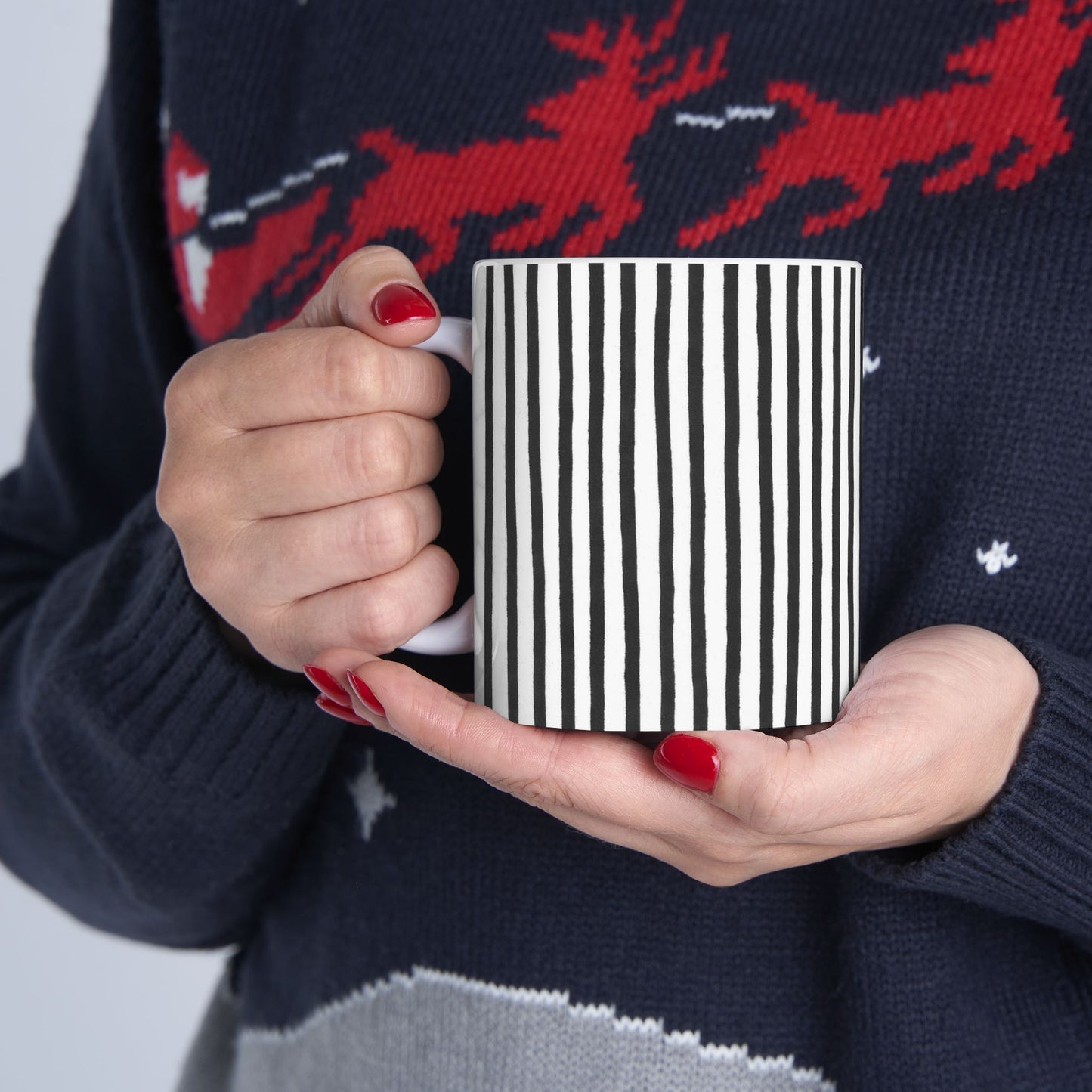 Happy Stripe White / Black Cup