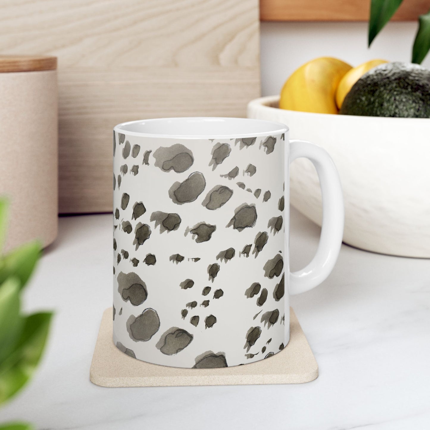 Kitty Dots Gray Cup