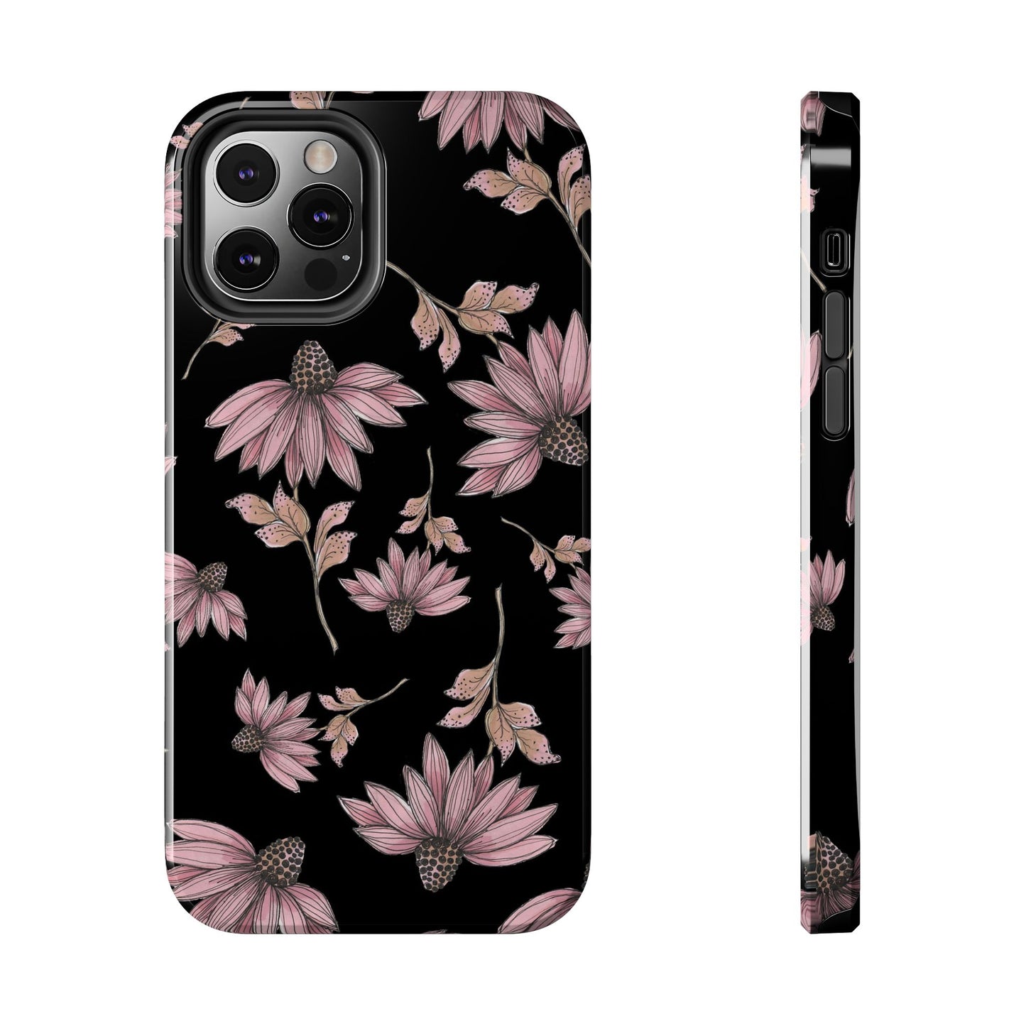 Wild Cone Flowers Black Phone Case