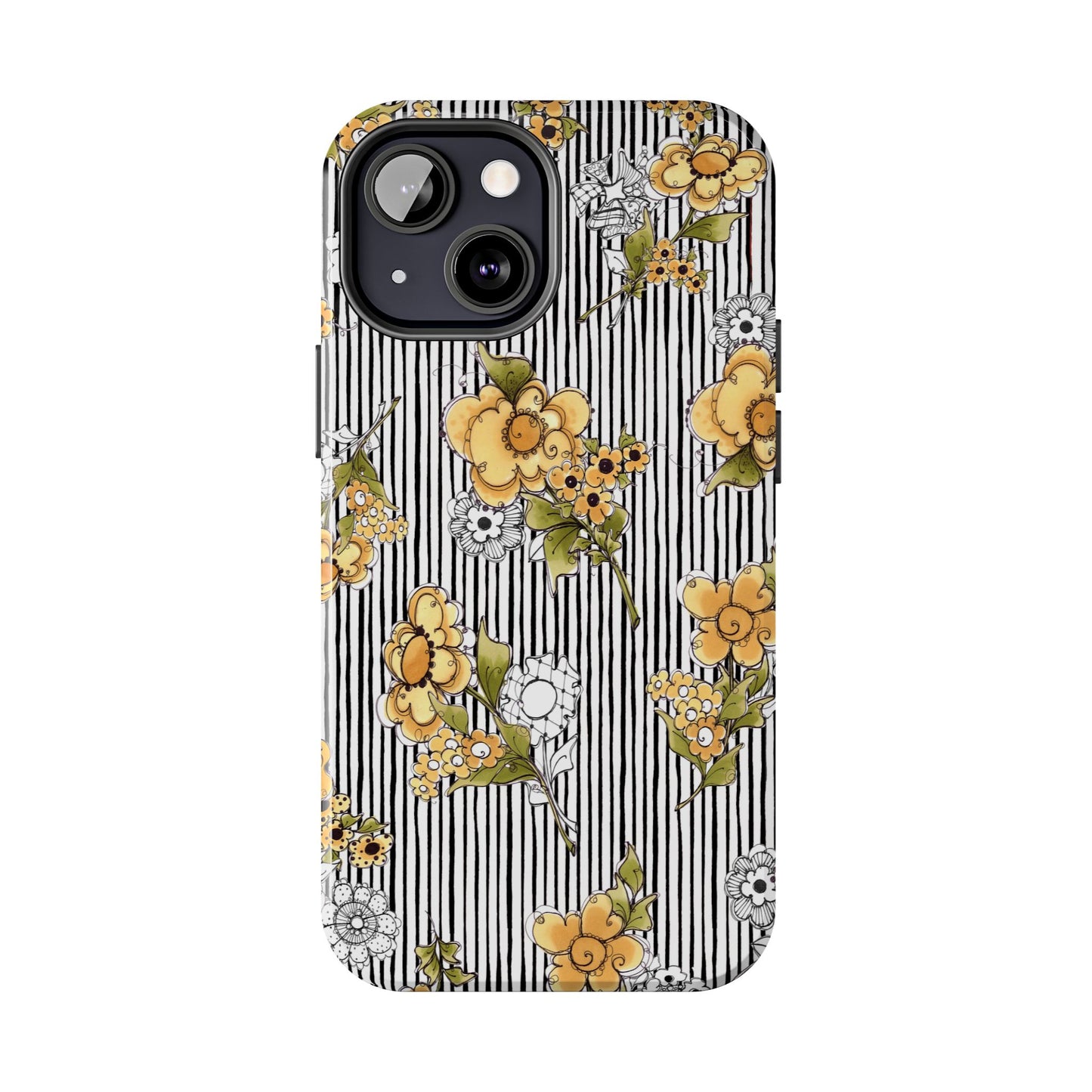 Bee Floral White / Black Phone Case