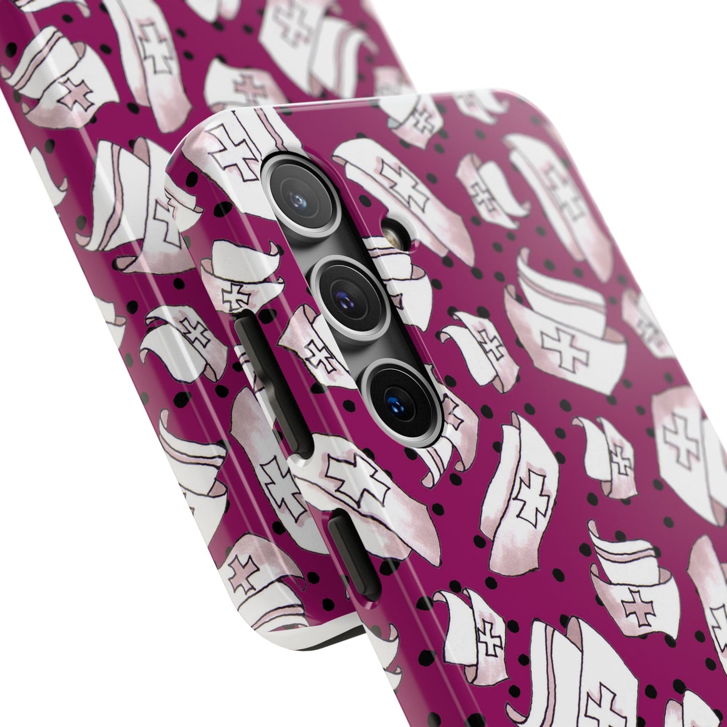 Med Hats Burgundy / Black Phone Case