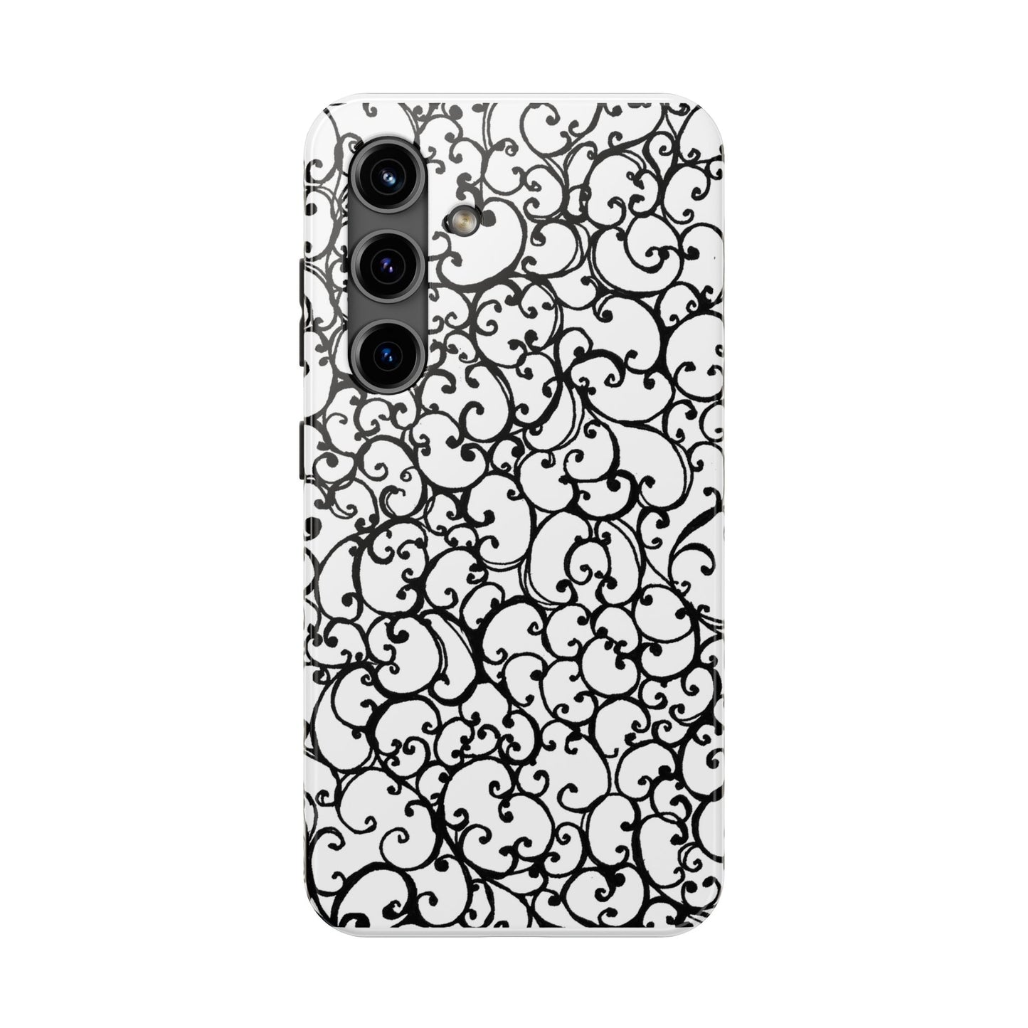 Scrollie White / Black Phone Case