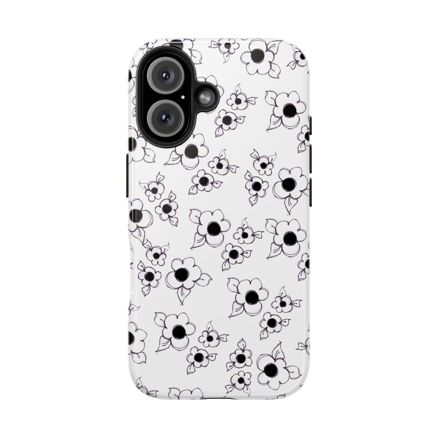 Daisy Cluster White / Black Phone Case