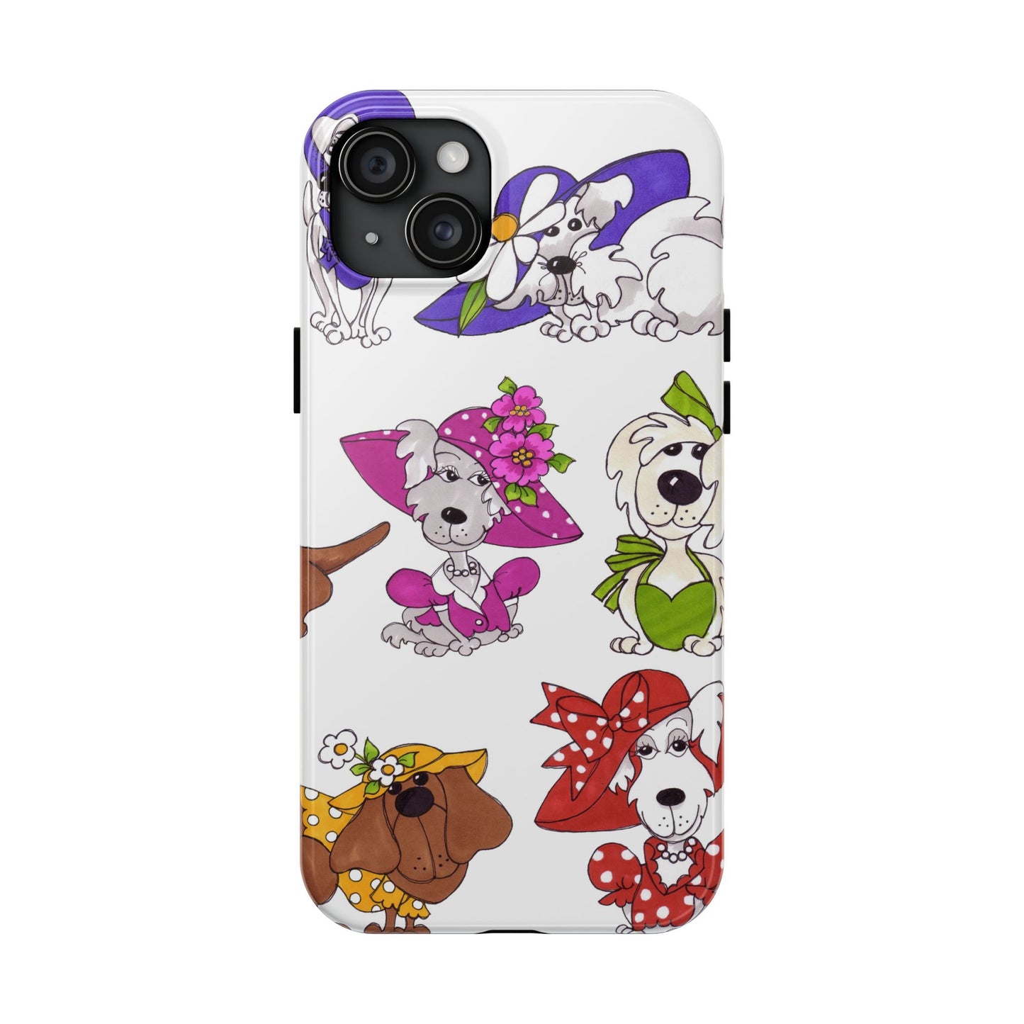 Fancy Dog Line Up White Phone Case