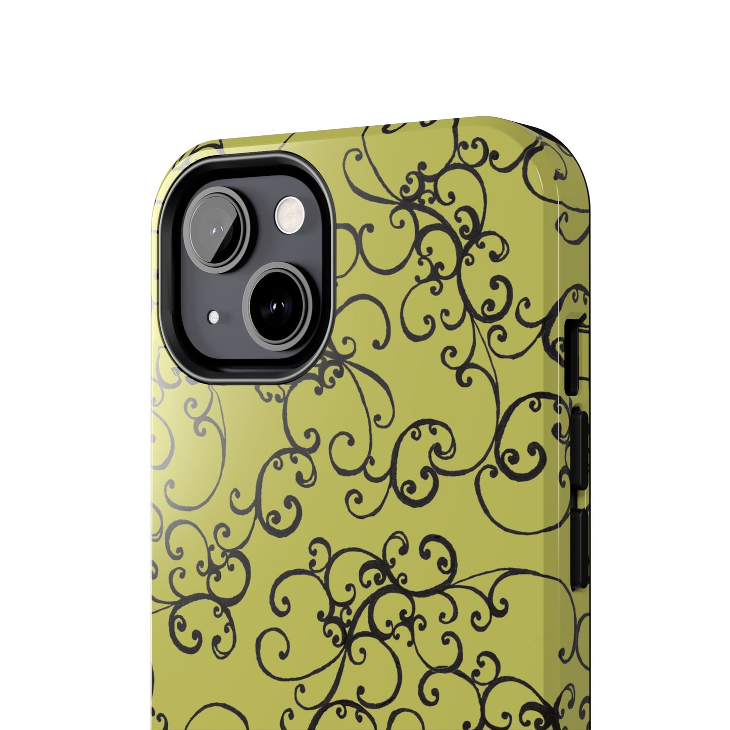 Elegant Scroll Green / Black Phone Case