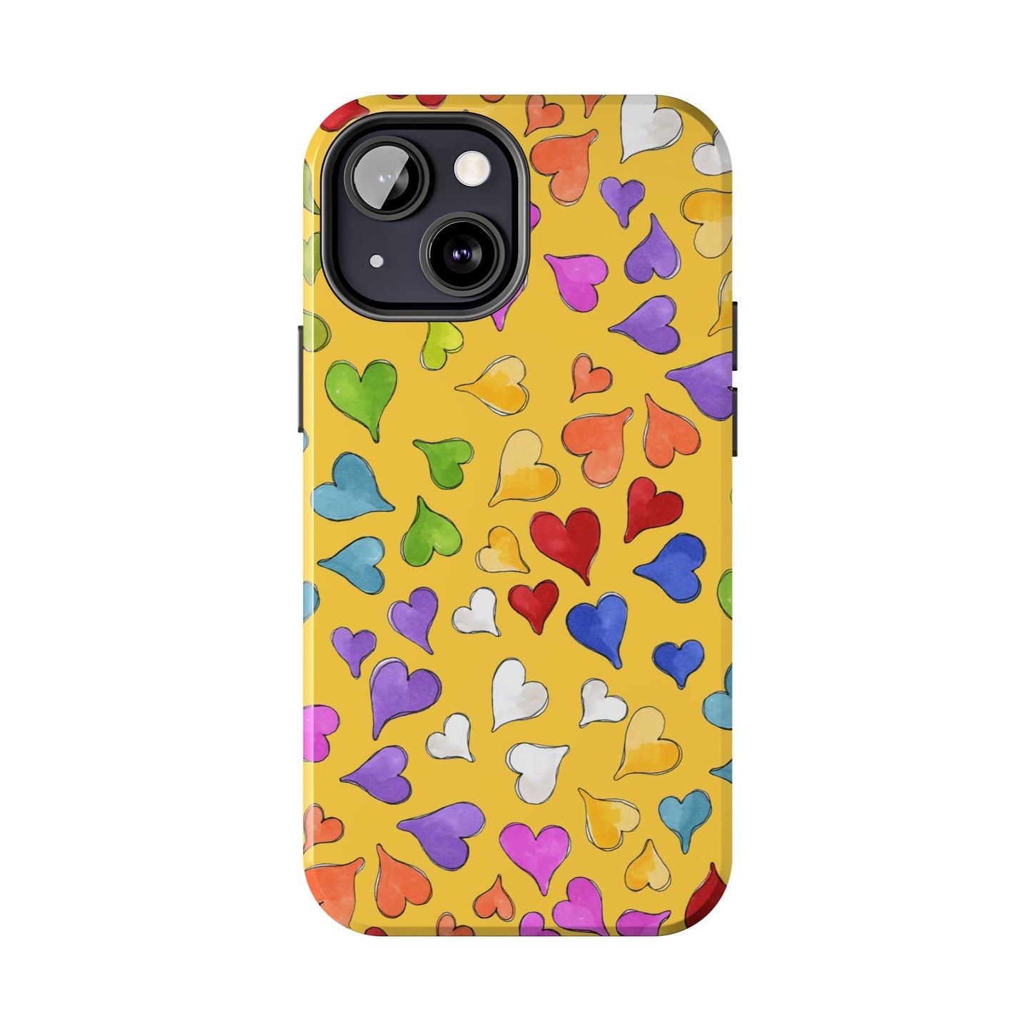 Happy Hearts Yellow Phone Case