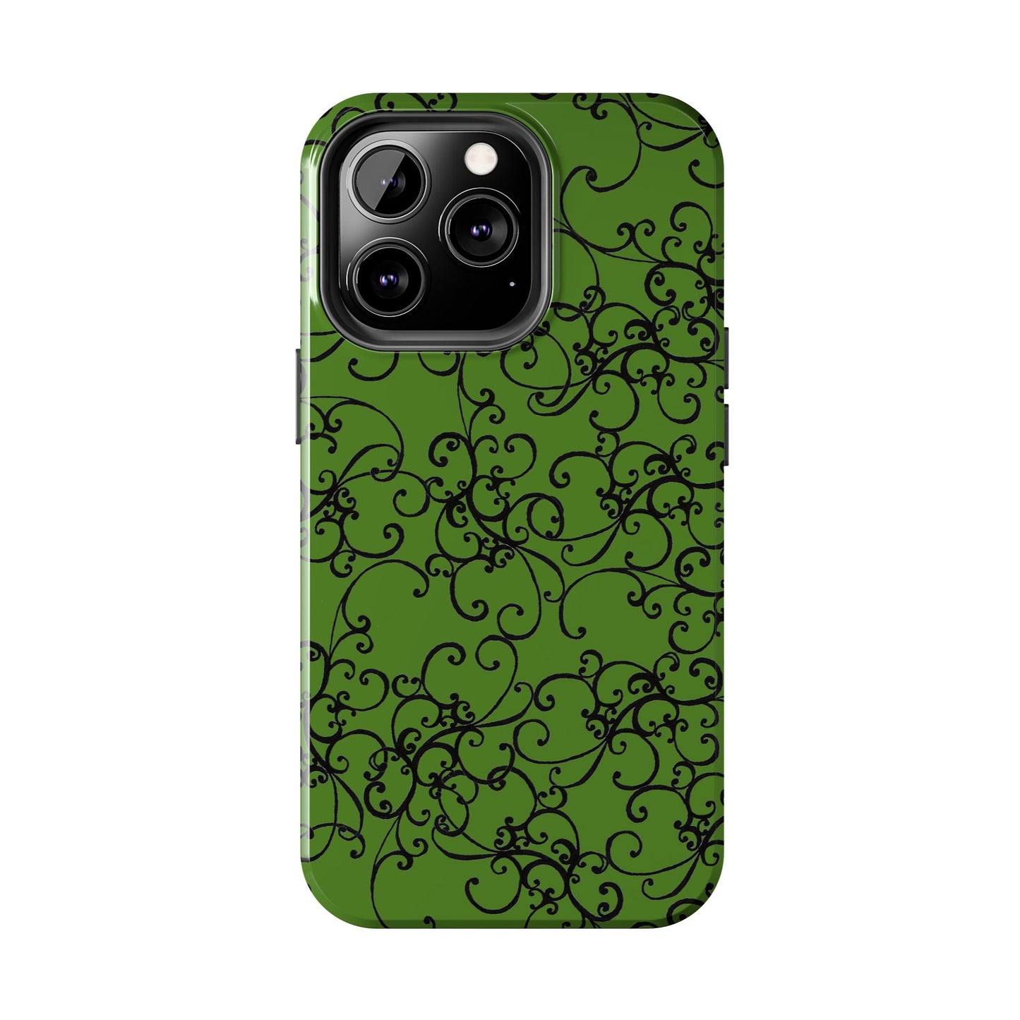 Elegant Scroll Green / Black Phone Case