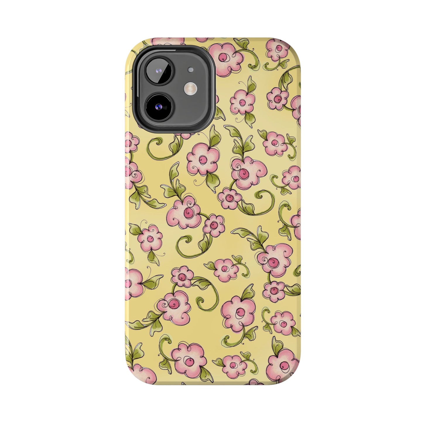 Scroll Daisies Yellow / Peach Phone Case