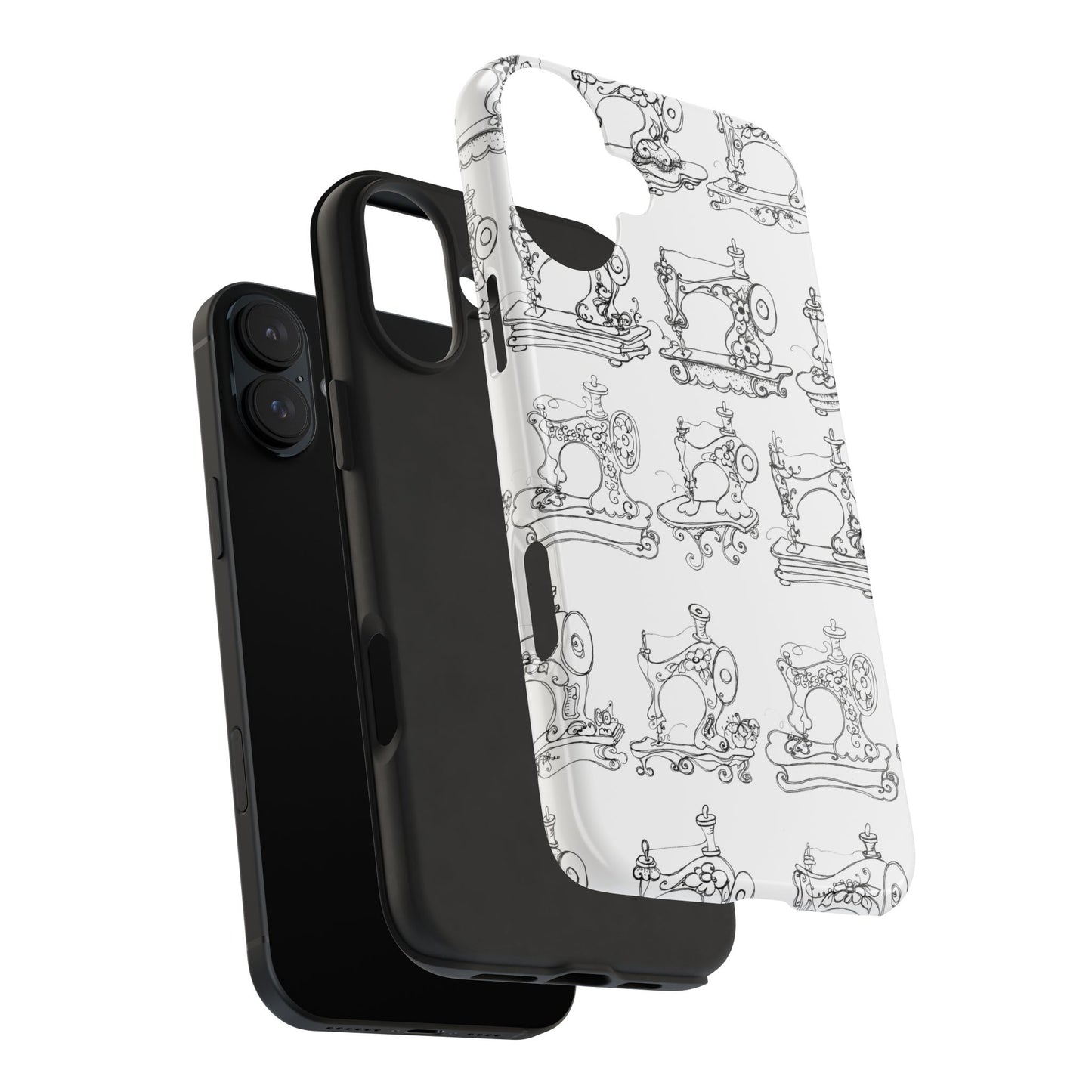 Sew Sew White / Black Phone Case
