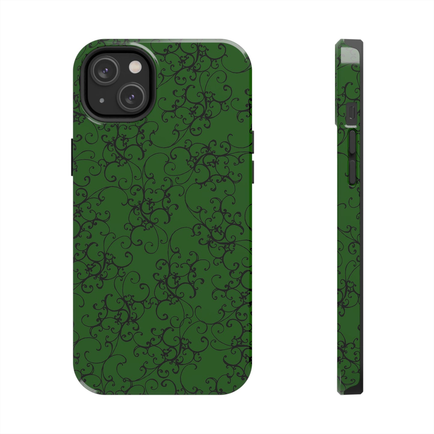 Elegant Scroll Dark Green / Black Phone Case