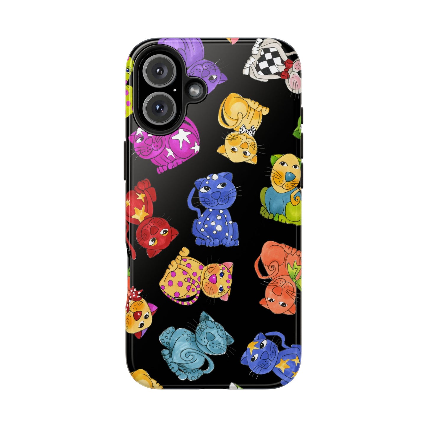 Tossed Happy Cats Black Phone Case