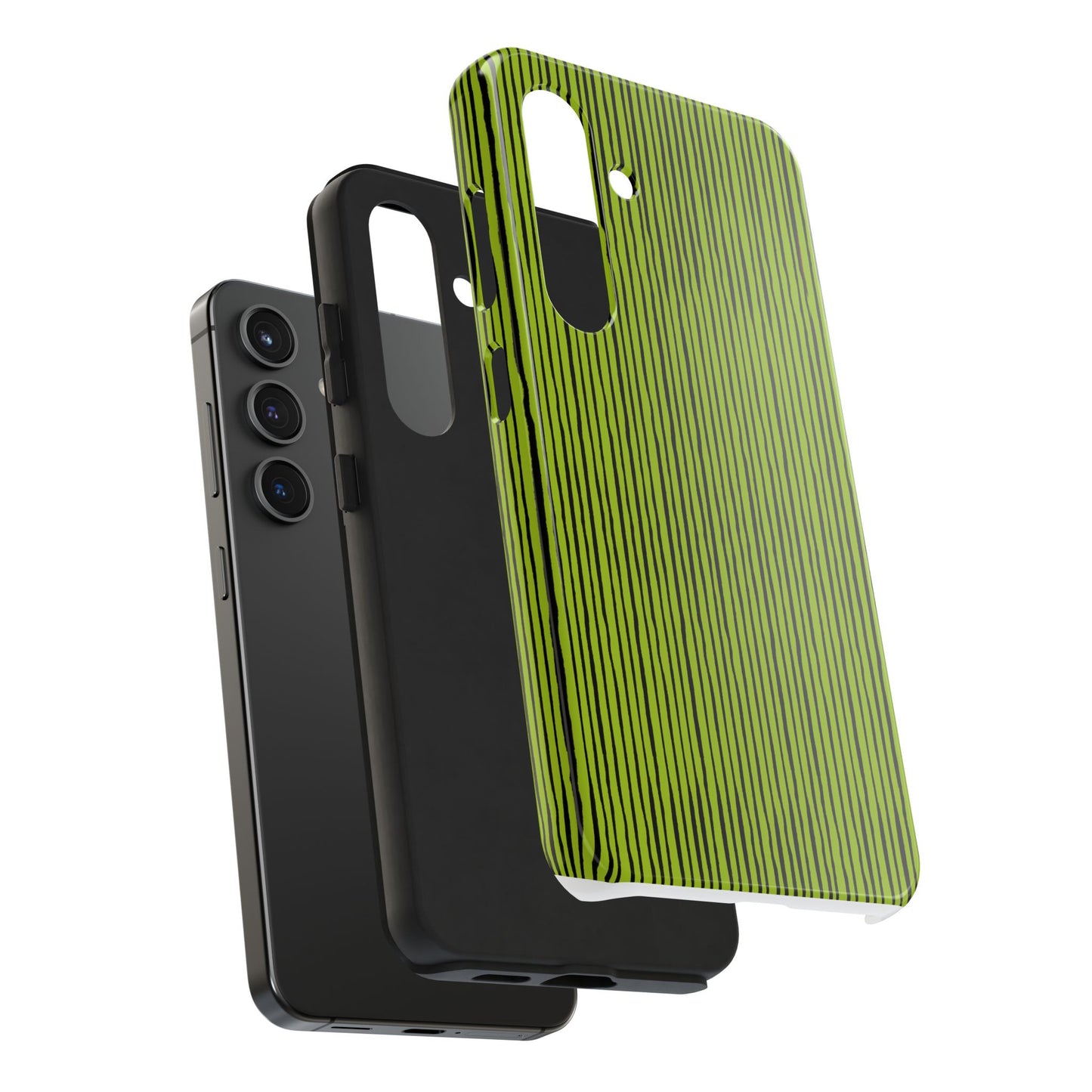 Quirky Pin Stripe Green / Black Phone Case