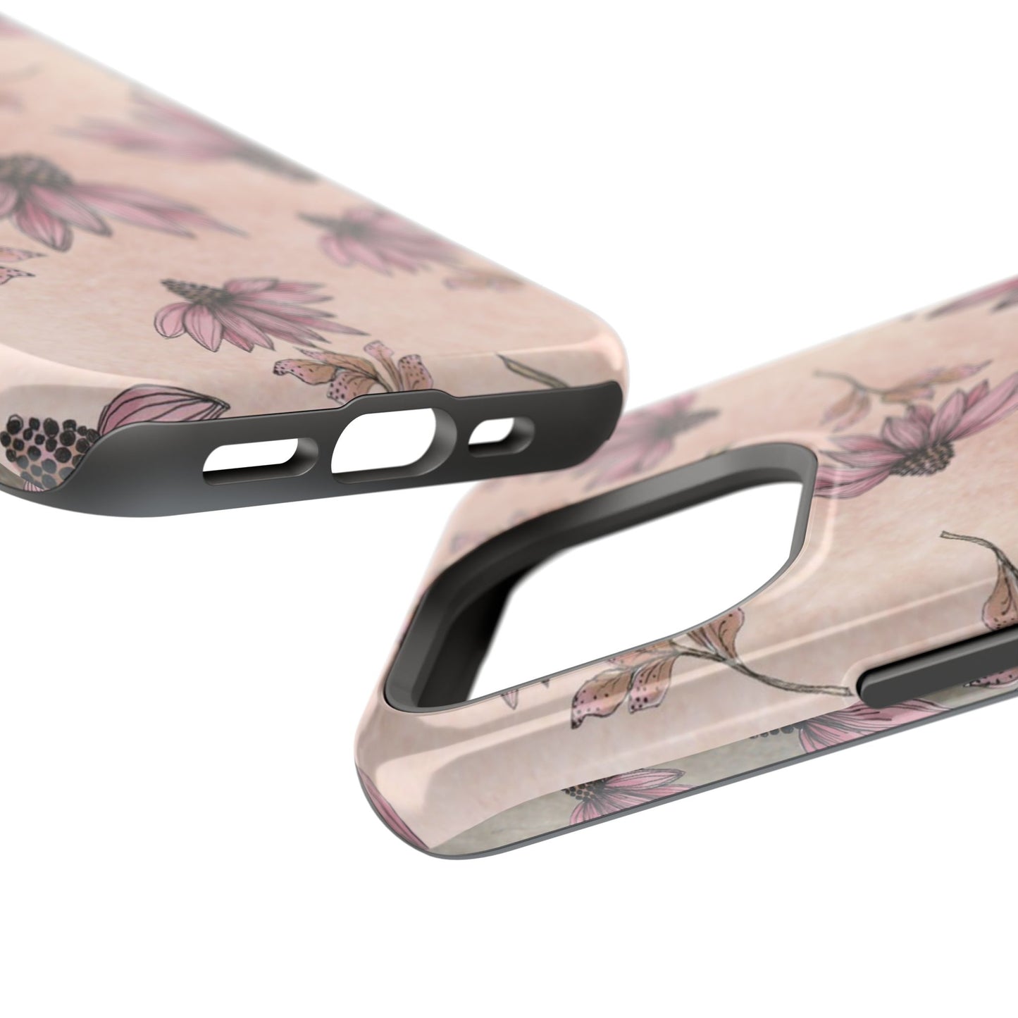 Wild Cone Flowers Pink Marble Phone Case