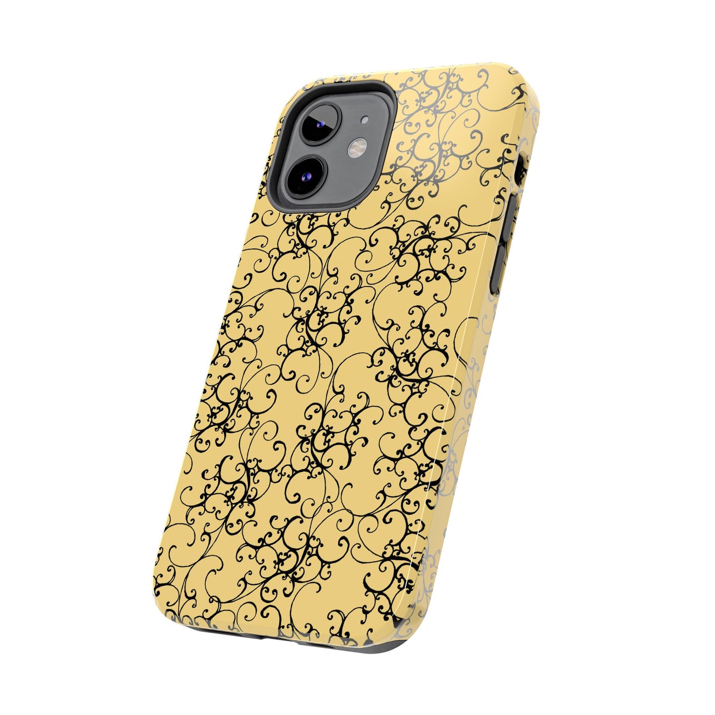 Elegant Scroll Yellow / Black Phone Case