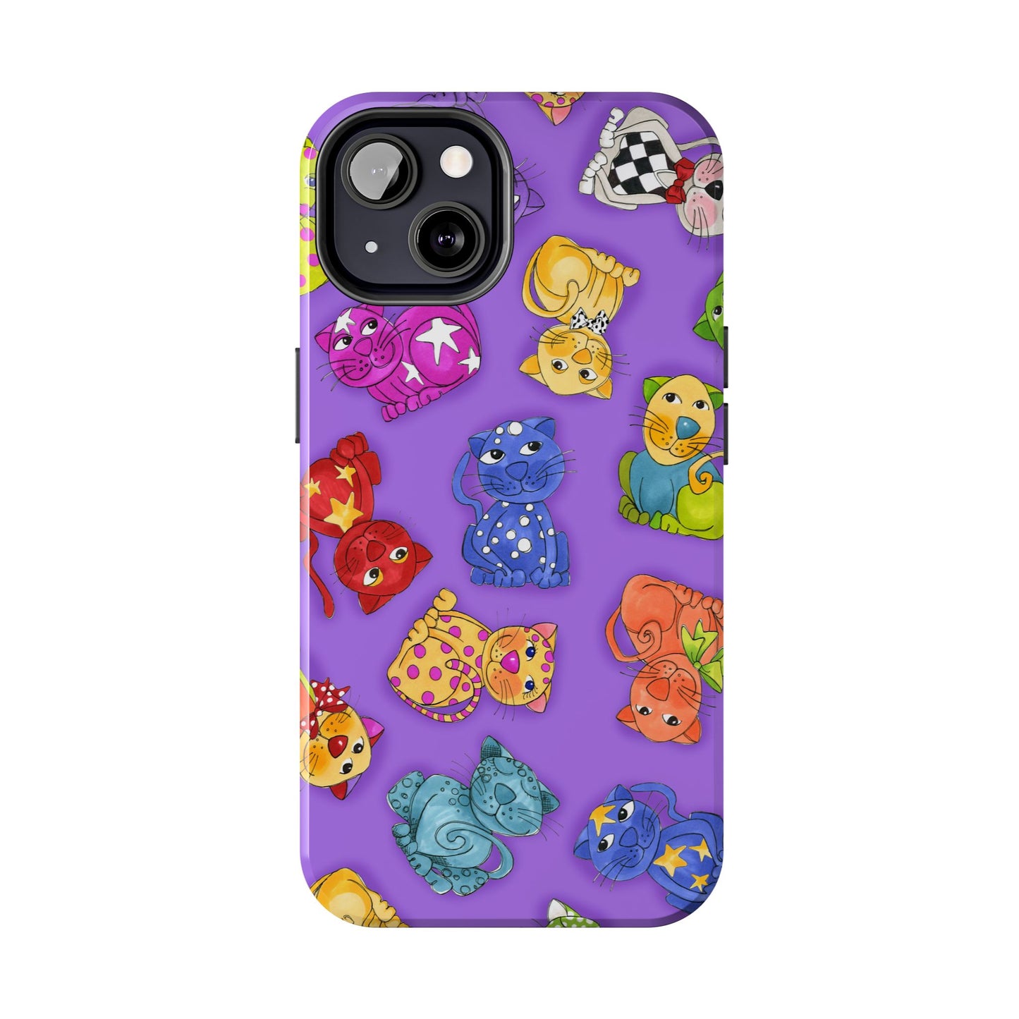 Tossed Happy Cats Purple Phone Case