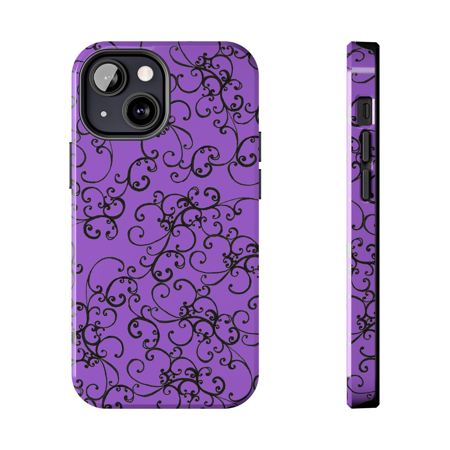 Elegant Scroll Purple / Black Phone Case