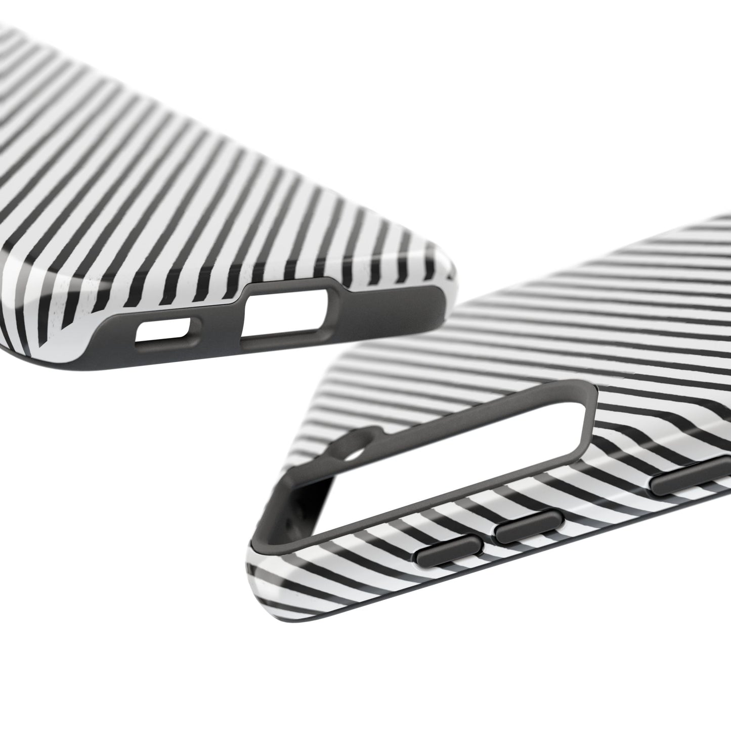 Diagonal Stripe White / Black Phone Case