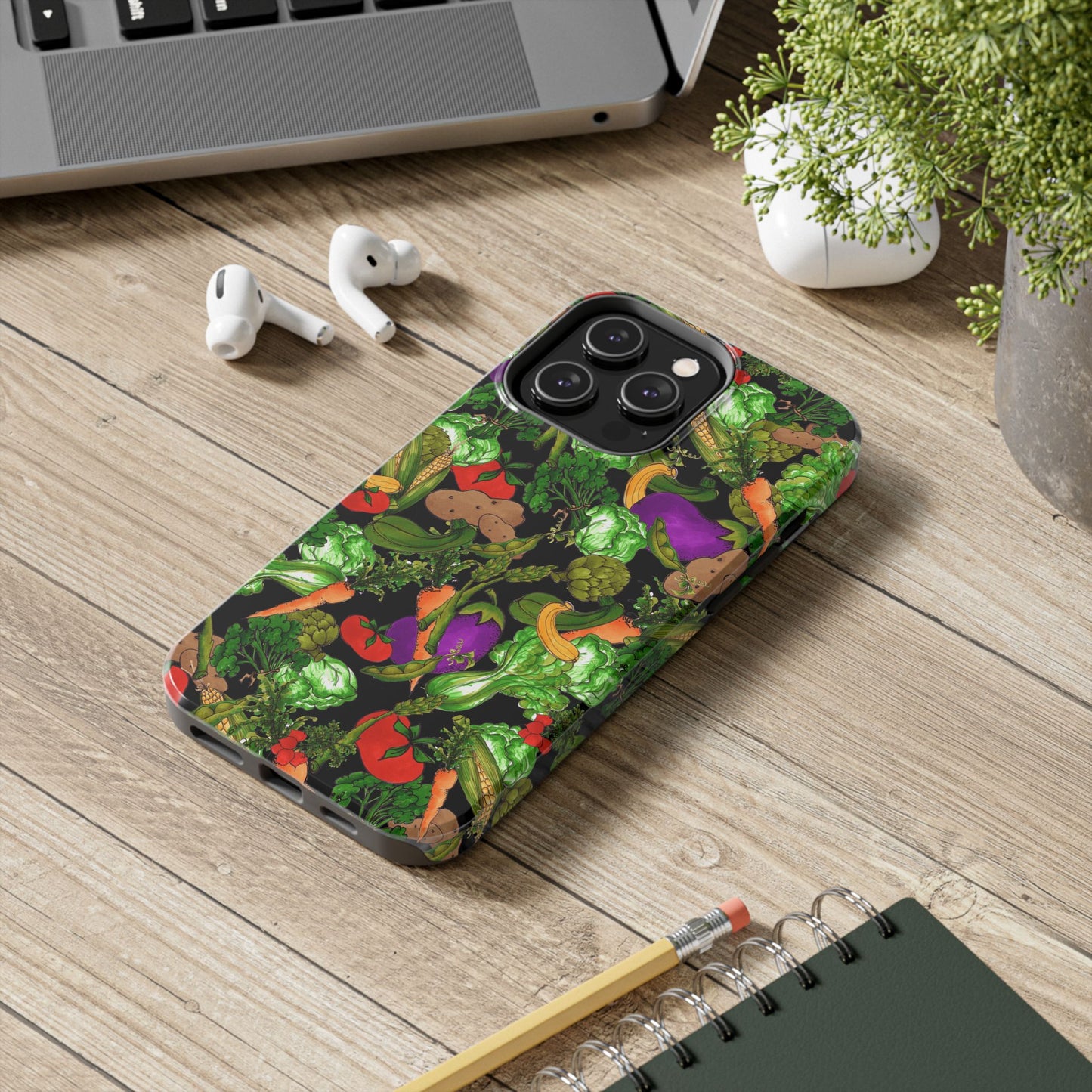 Veggie Jungle Black Phone Case