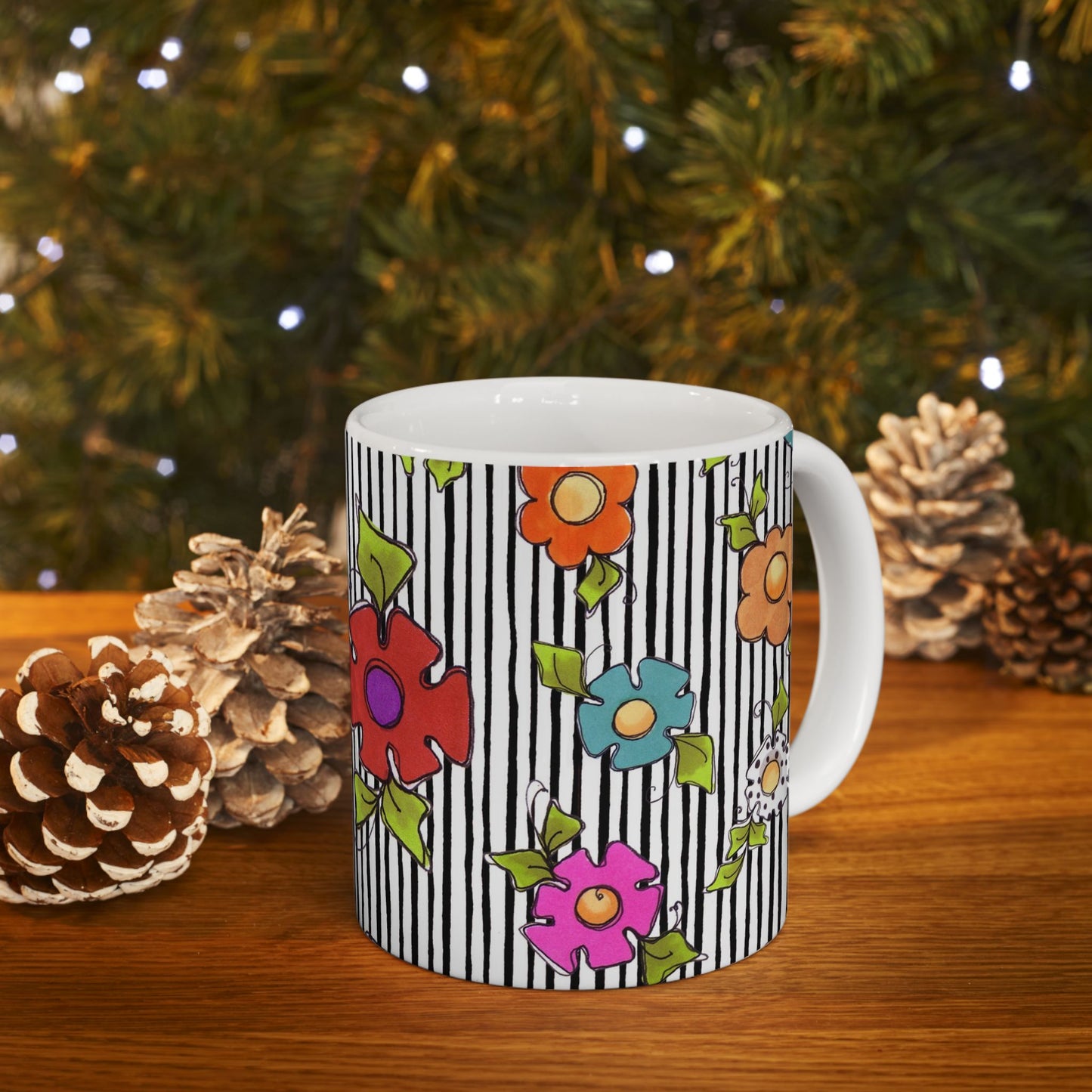 Dog Blooms White / Black Cup