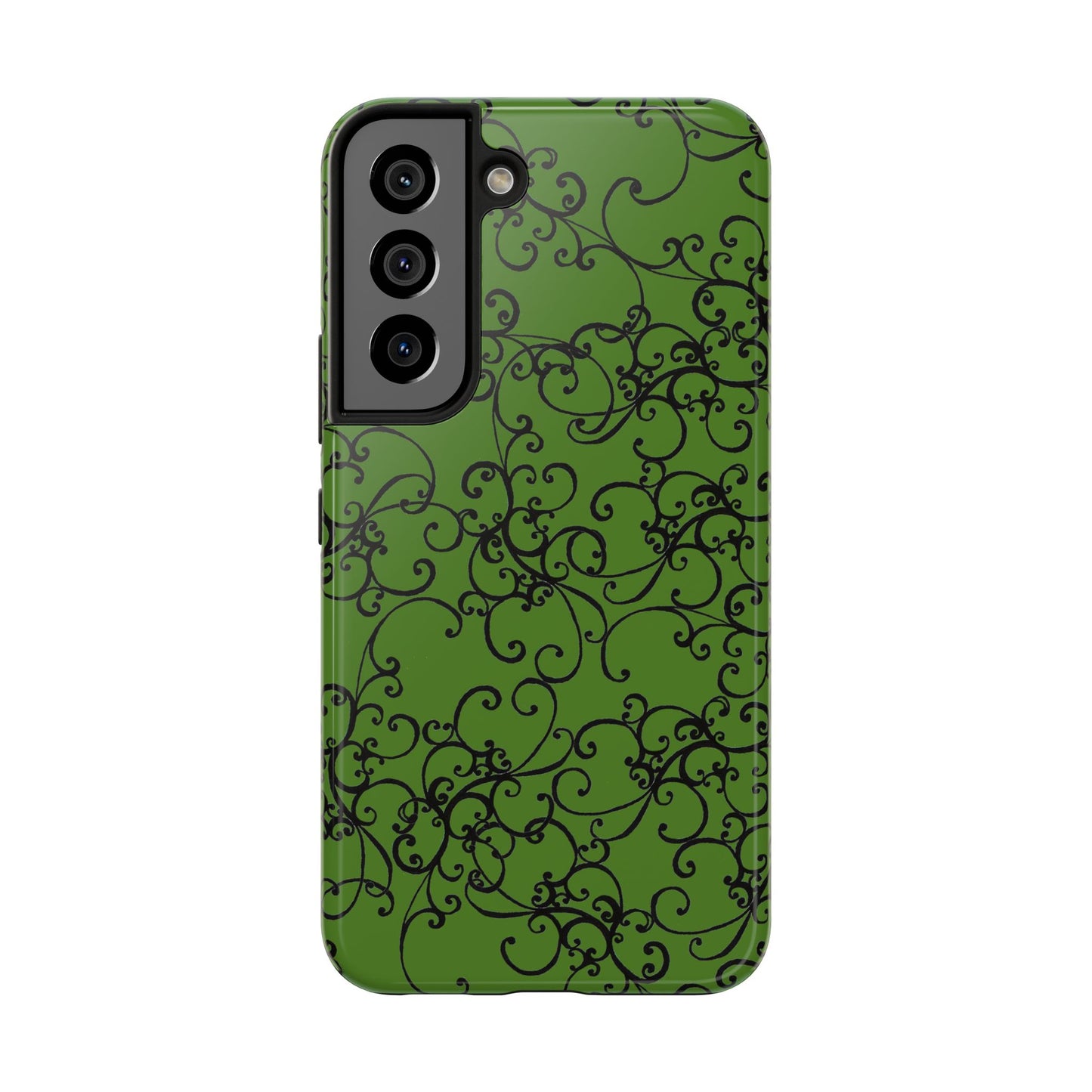 Elegant Scroll Green / Black Phone Case