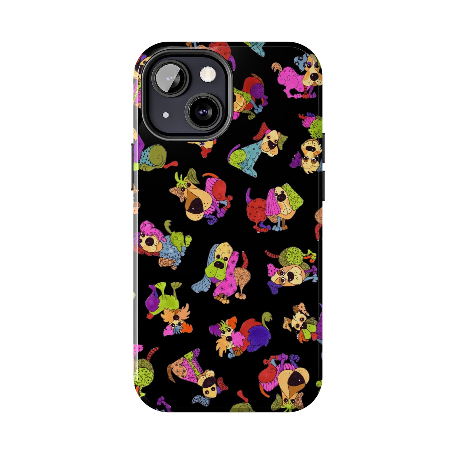Tossed Happy Dogs Black Phone Case