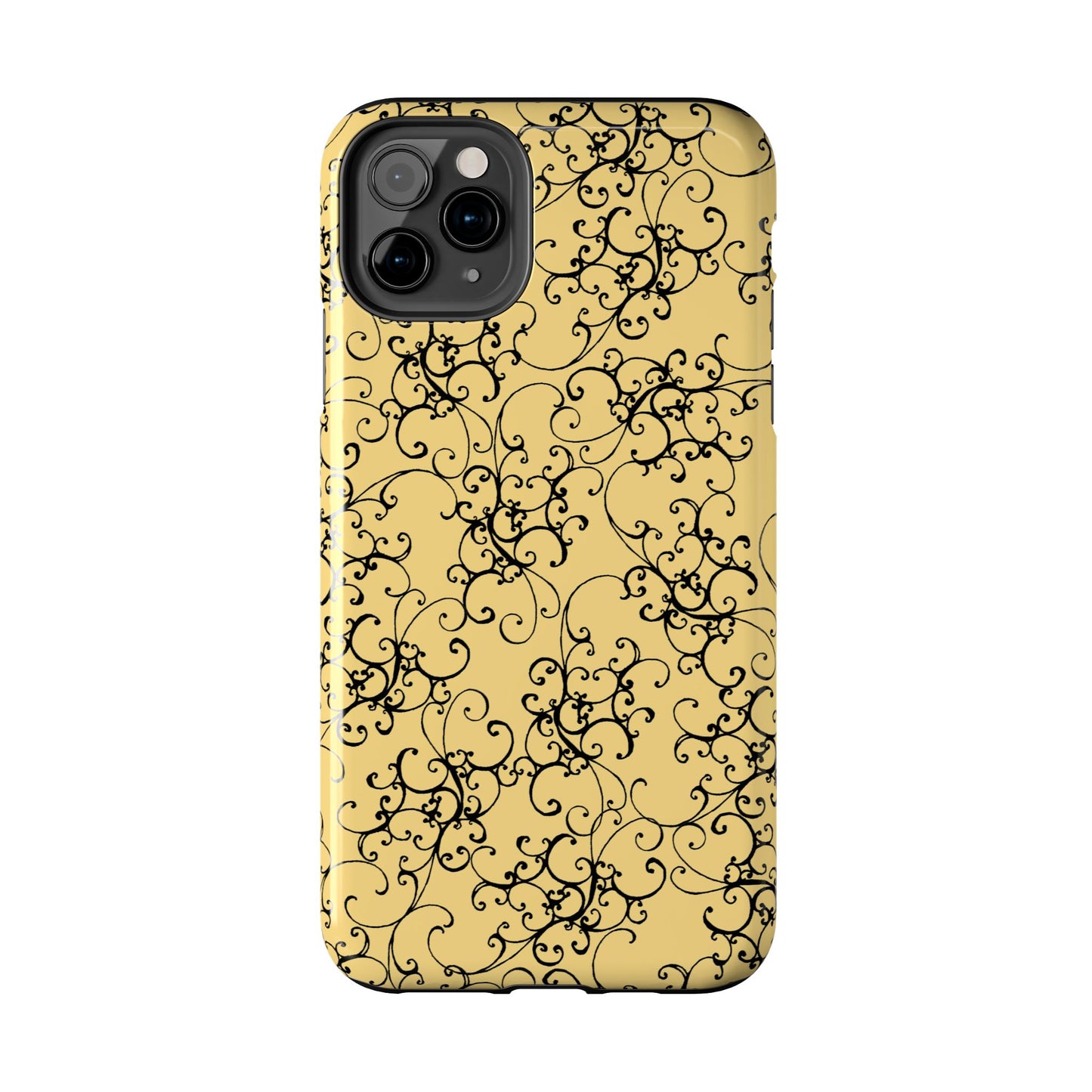 Elegant Scroll Yellow / Black Phone Case